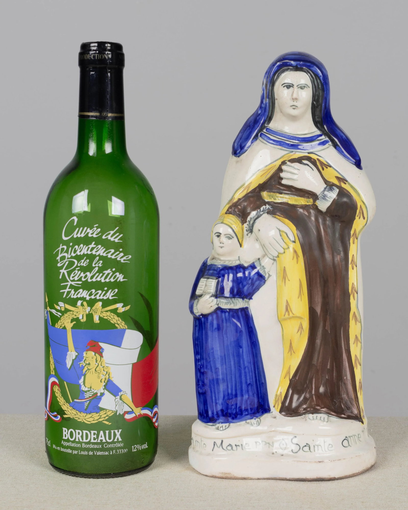 French Henriot Quimper Faience Statue of Virgin Mary & St. Anne - 9