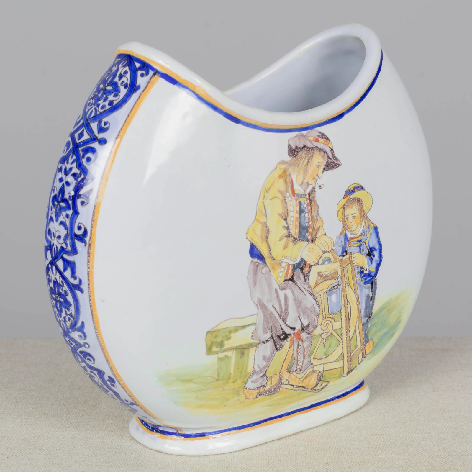 French Quimper Porquier Beau Faience Vase - 3