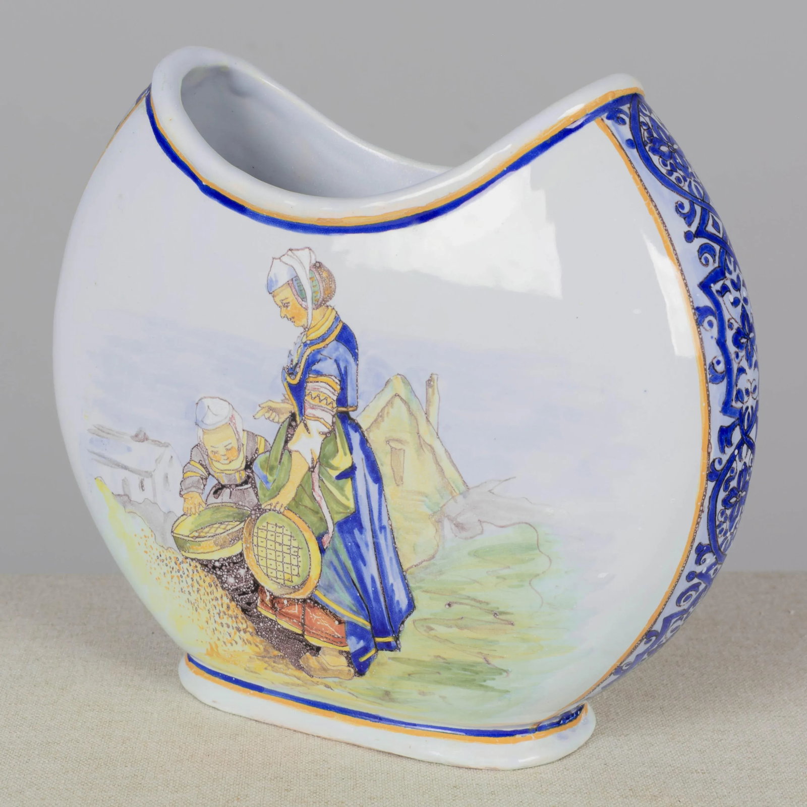 French Quimper Porquier Beau Faience Vase - 4