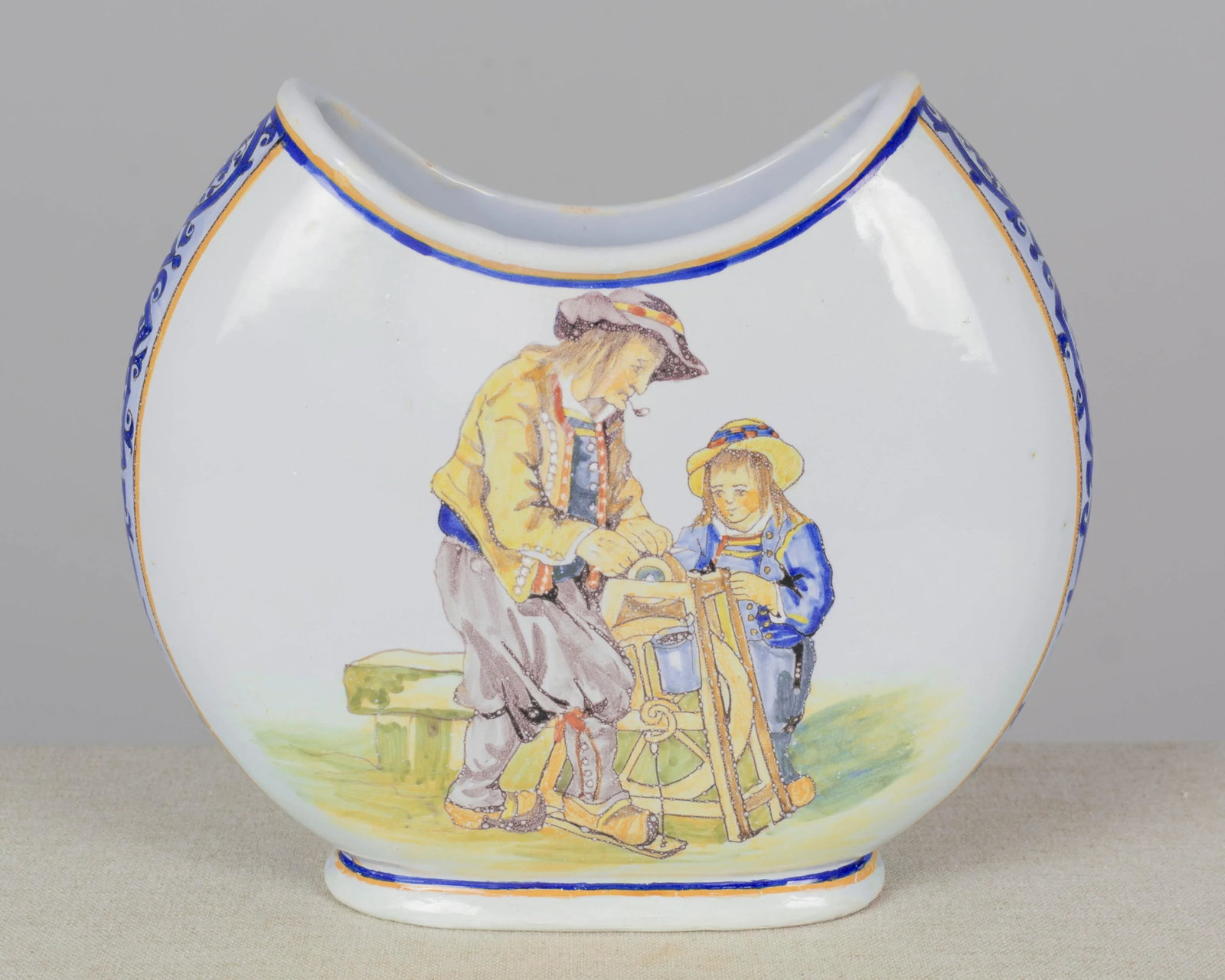 French Quimper Porquier Beau Faience Vase - 5