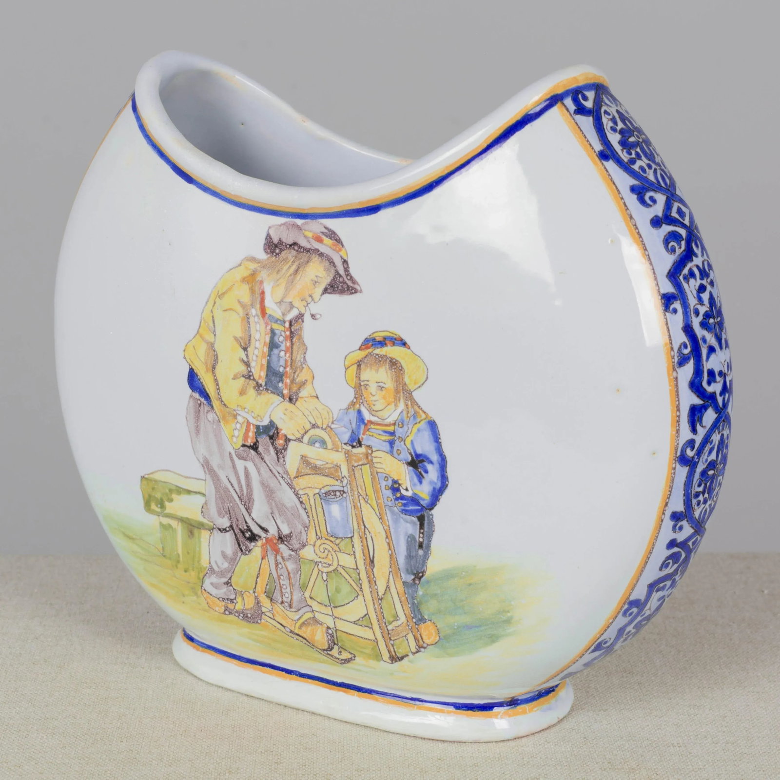 French Quimper Porquier Beau Faience Vase - 6