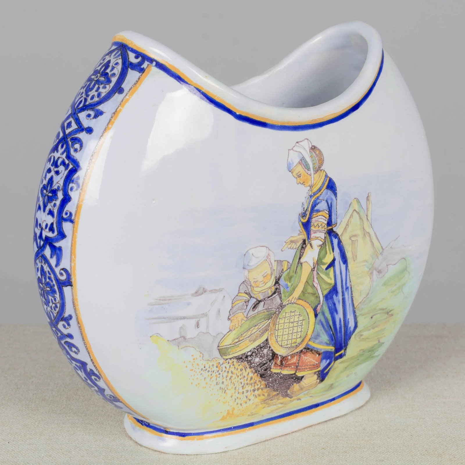 French Quimper Porquier Beau Faience Vase - 7