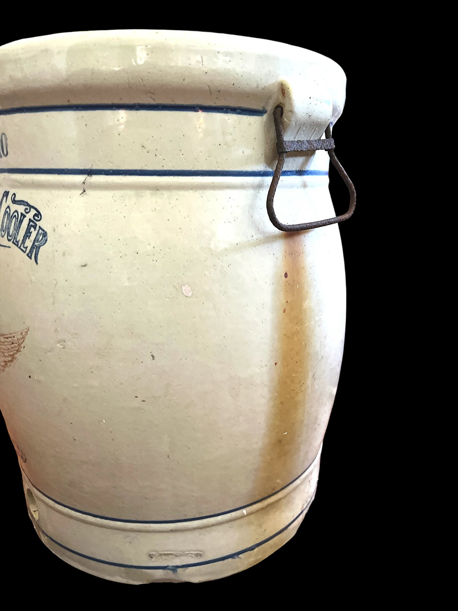 Antique Primitive 10 Gallon Red Wing Pottery Union Stoneware Water Cooler - 5