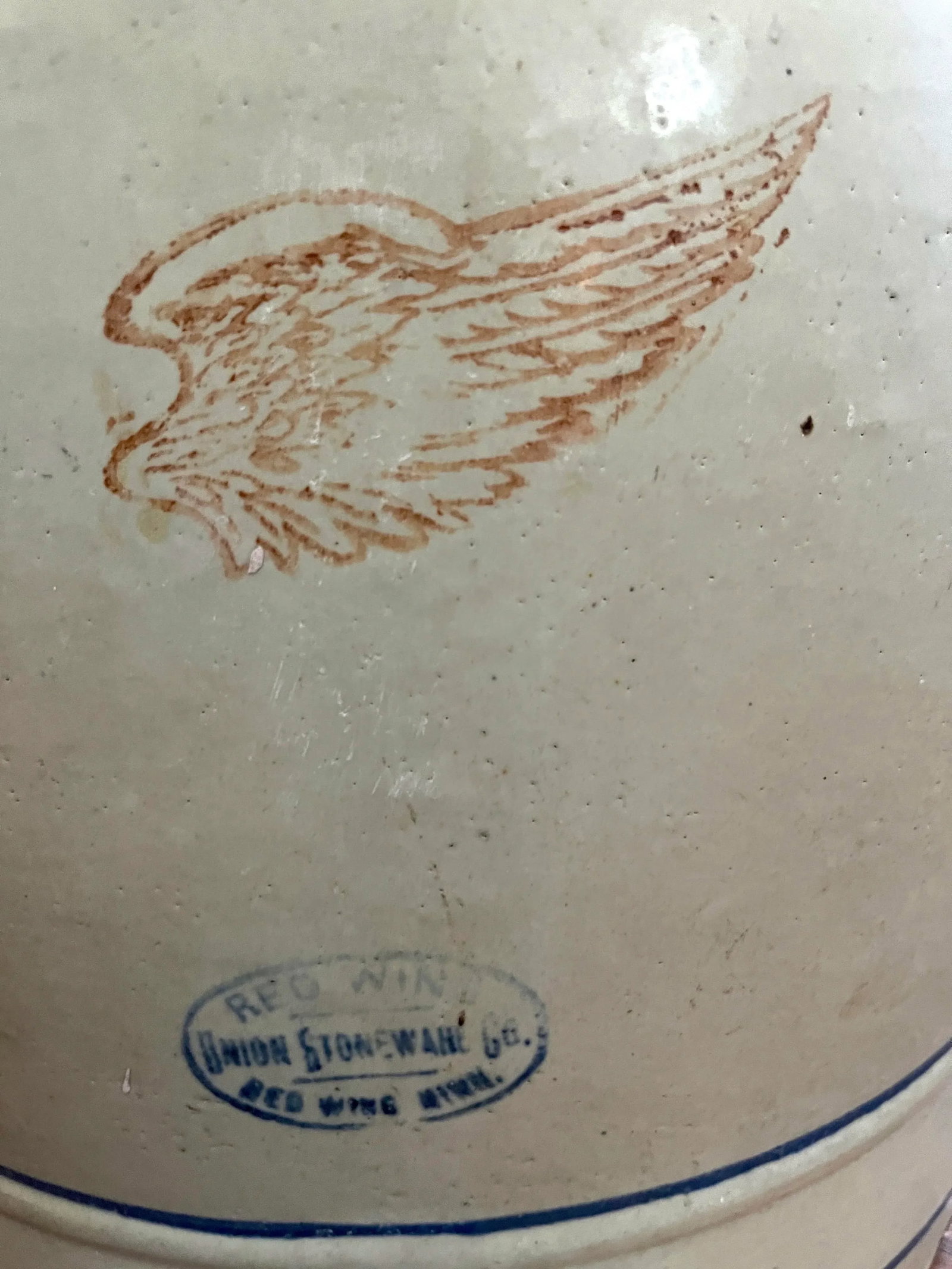 Antique Primitive 10 Gallon Red Wing Pottery Union Stoneware Water Cooler - 6