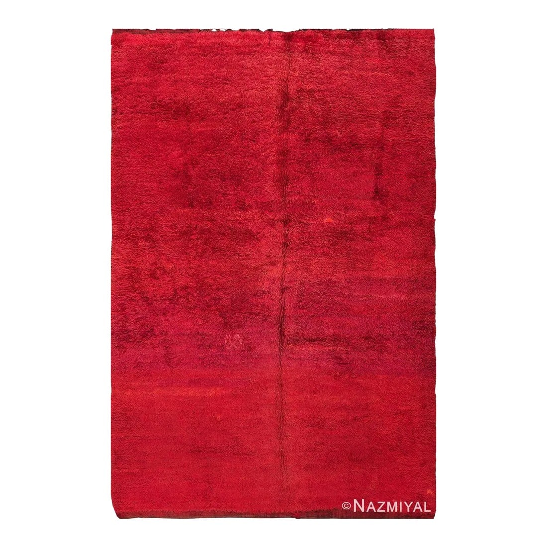 Nazmiyal Collection Vintage Moroccan Red Shag Berber Rug: Breathtakingly Beautiful and Simplistic Vintage Moroccan Red Shag Berber Rug, Country of Origin / Rug Type: Morocco, Circa Date: Mid – 20th Century Condition: Alterations: Original Condition Una