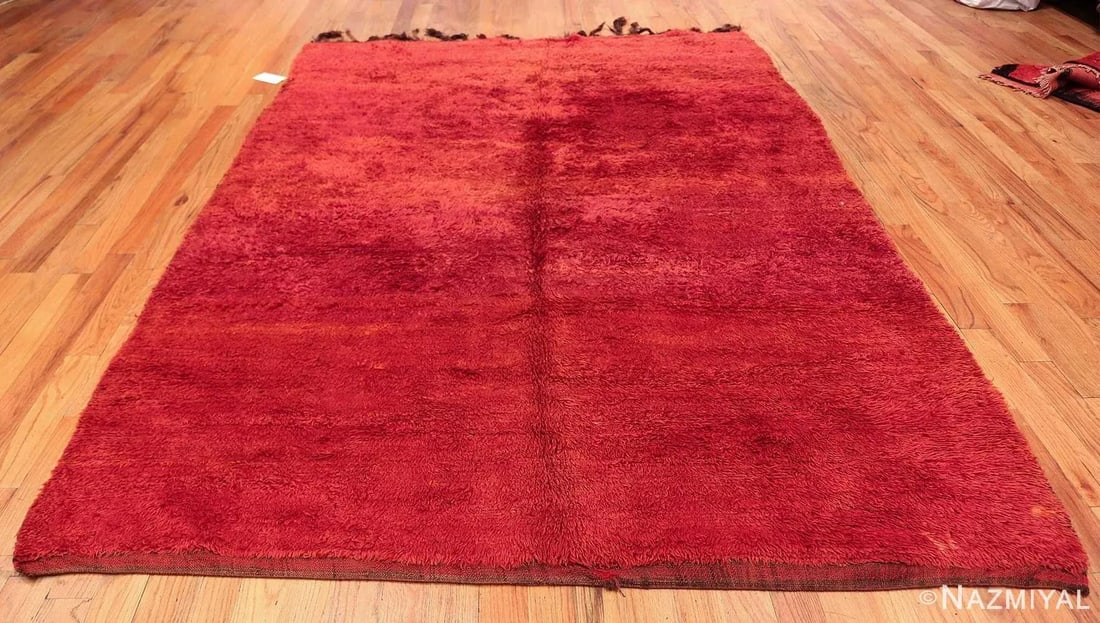 Nazmiyal Collection Vintage Moroccan Red Shag Berber Rug - 7