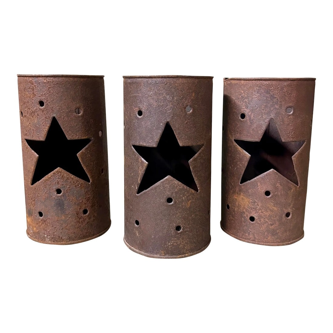 Vintage Rustic Tin Star Votive Candle Holder, Set of Three (1 of 11)