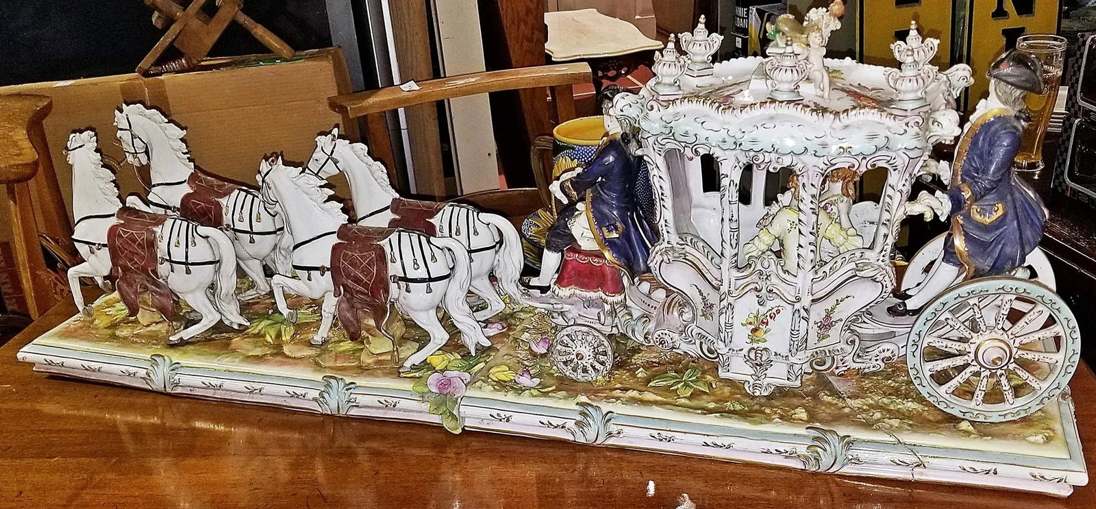 Late 19th Century Capodimonte Style Luigi Fabris Monumental Porcelain Coach - 11