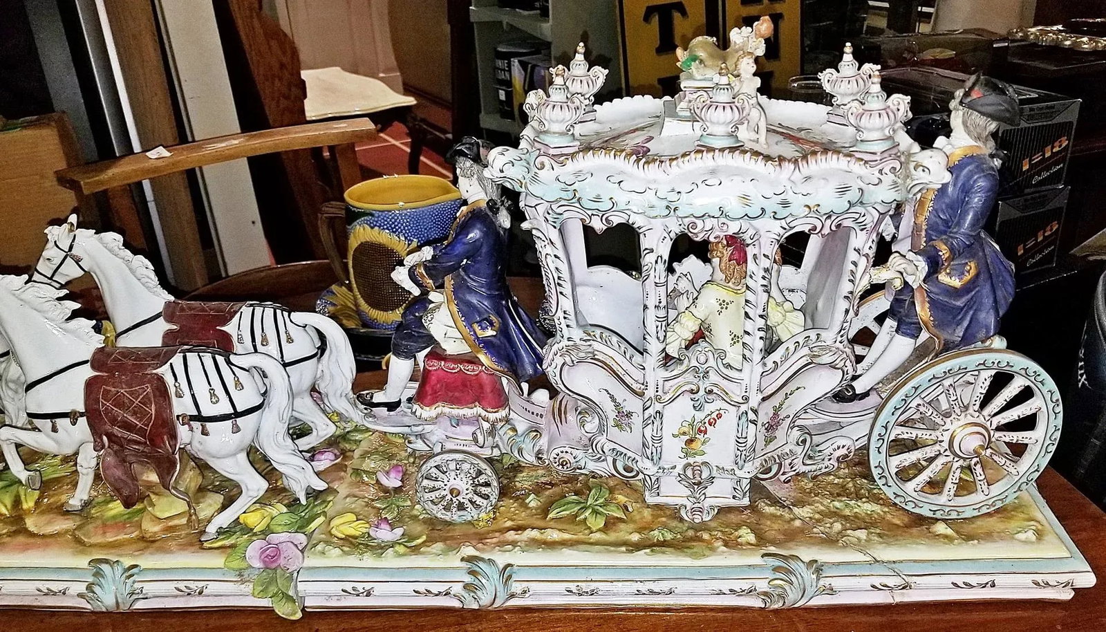 Late 19th Century Capodimonte Style Luigi Fabris Monumental Porcelain Coach - 12