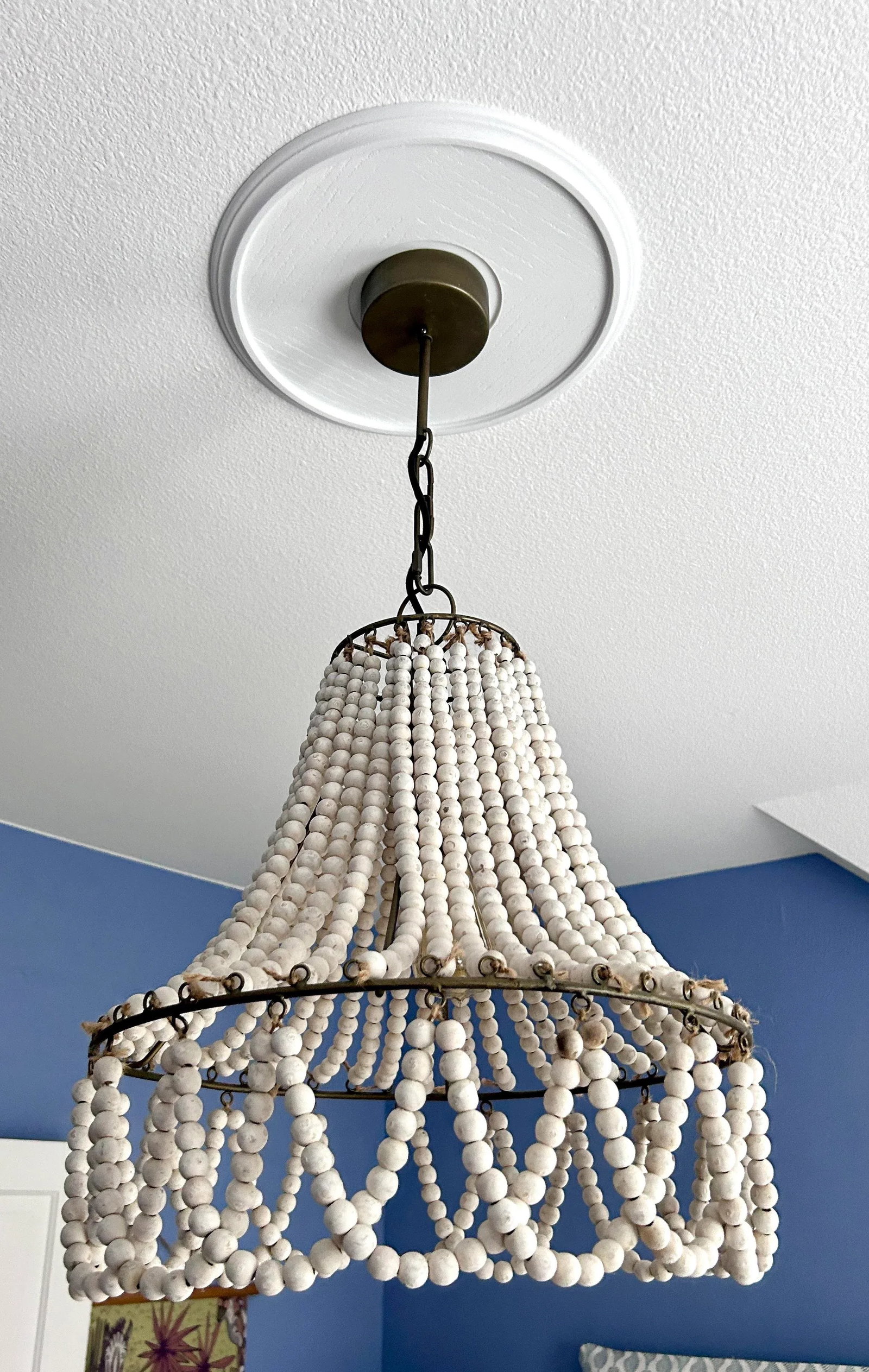 White Washed Wooden Beaded Chandelier - 8
