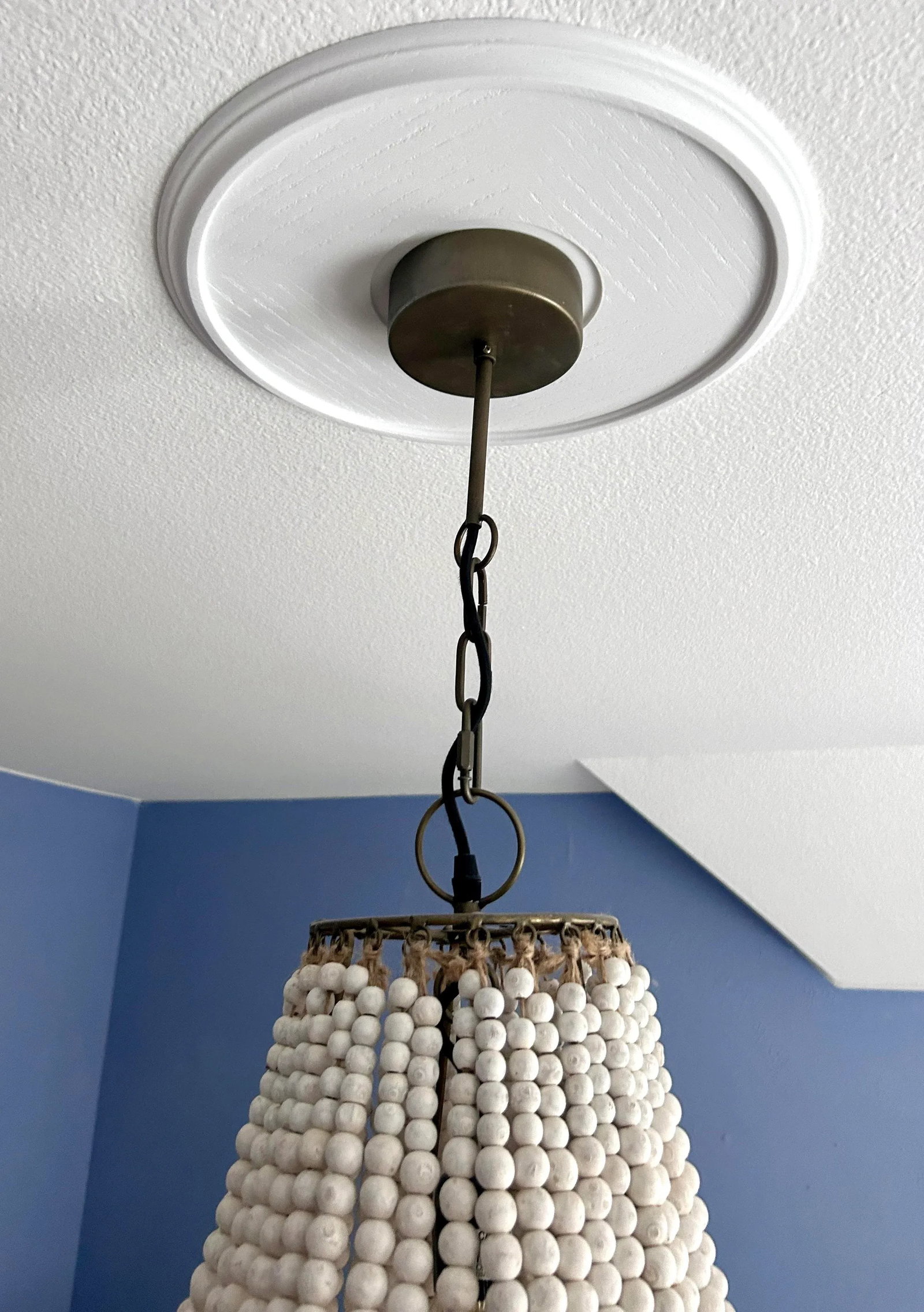 White Washed Wooden Beaded Chandelier - 9