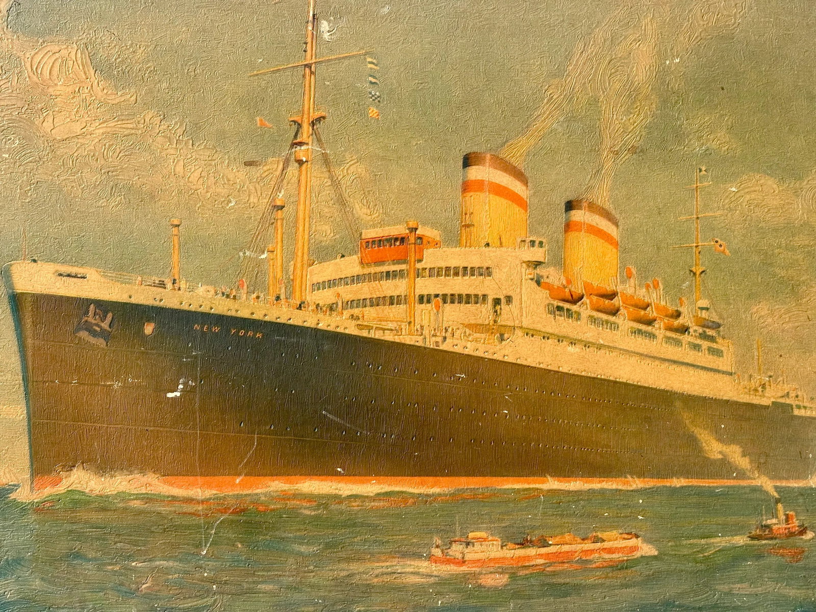 1960s Vintage Cunard New York Ship, Framed - 3