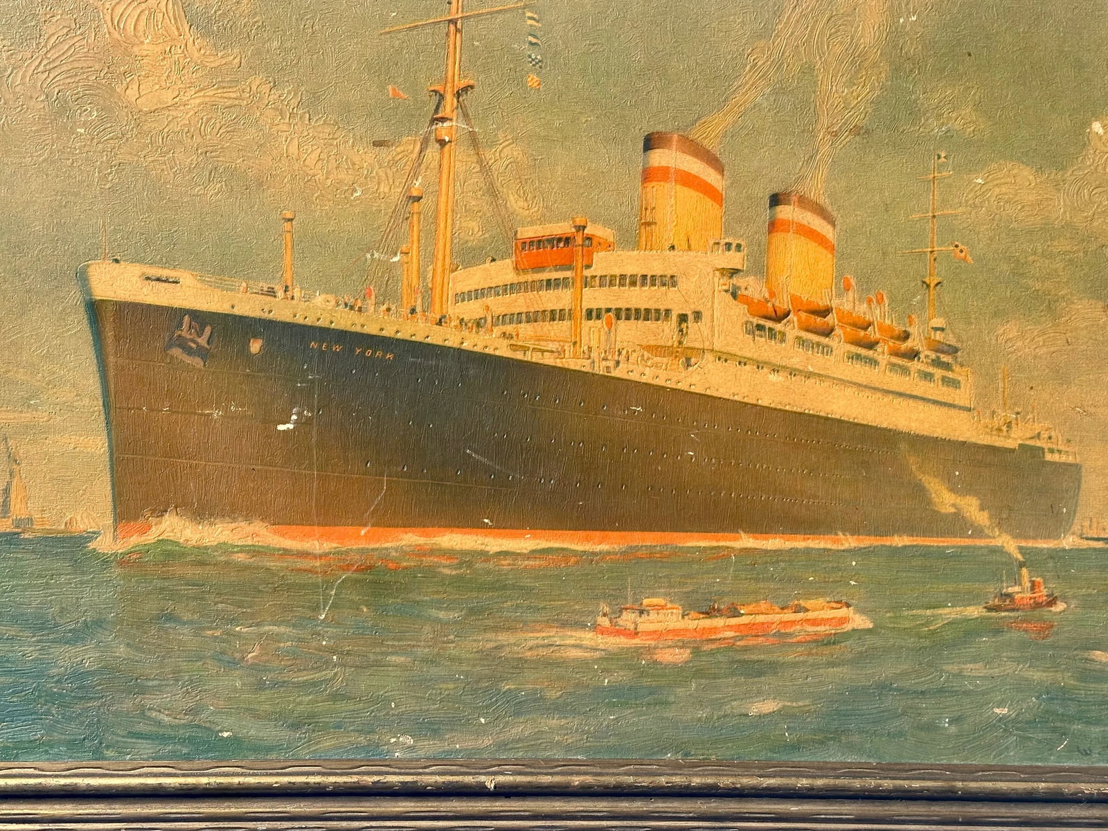 1960s Vintage Cunard New York Ship, Framed - 5