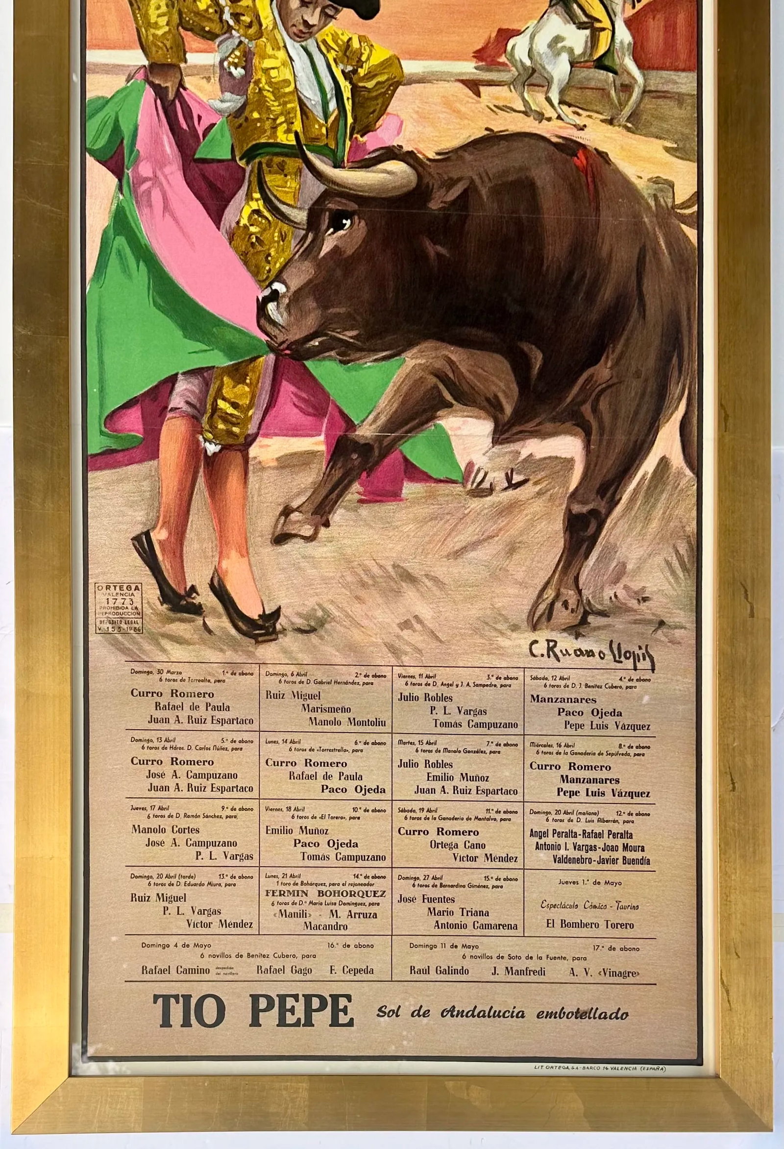 1986 Plaza De Toros De Sevilla Bullfight Poster – Fiestas Primaverales, TÃ­o Pepe - 4