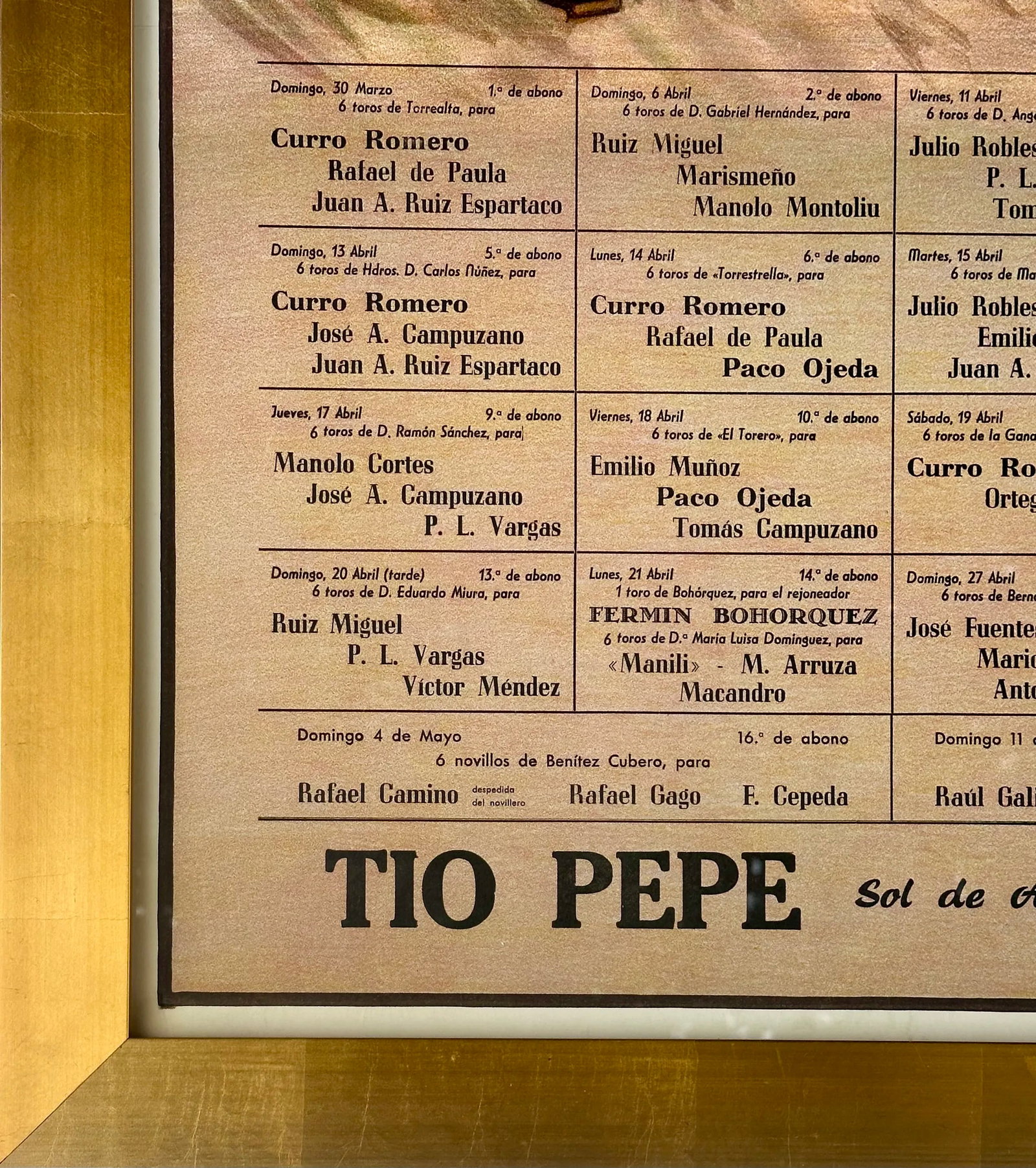 1986 Plaza De Toros De Sevilla Bullfight Poster – Fiestas Primaverales, TÃ­o Pepe - 5