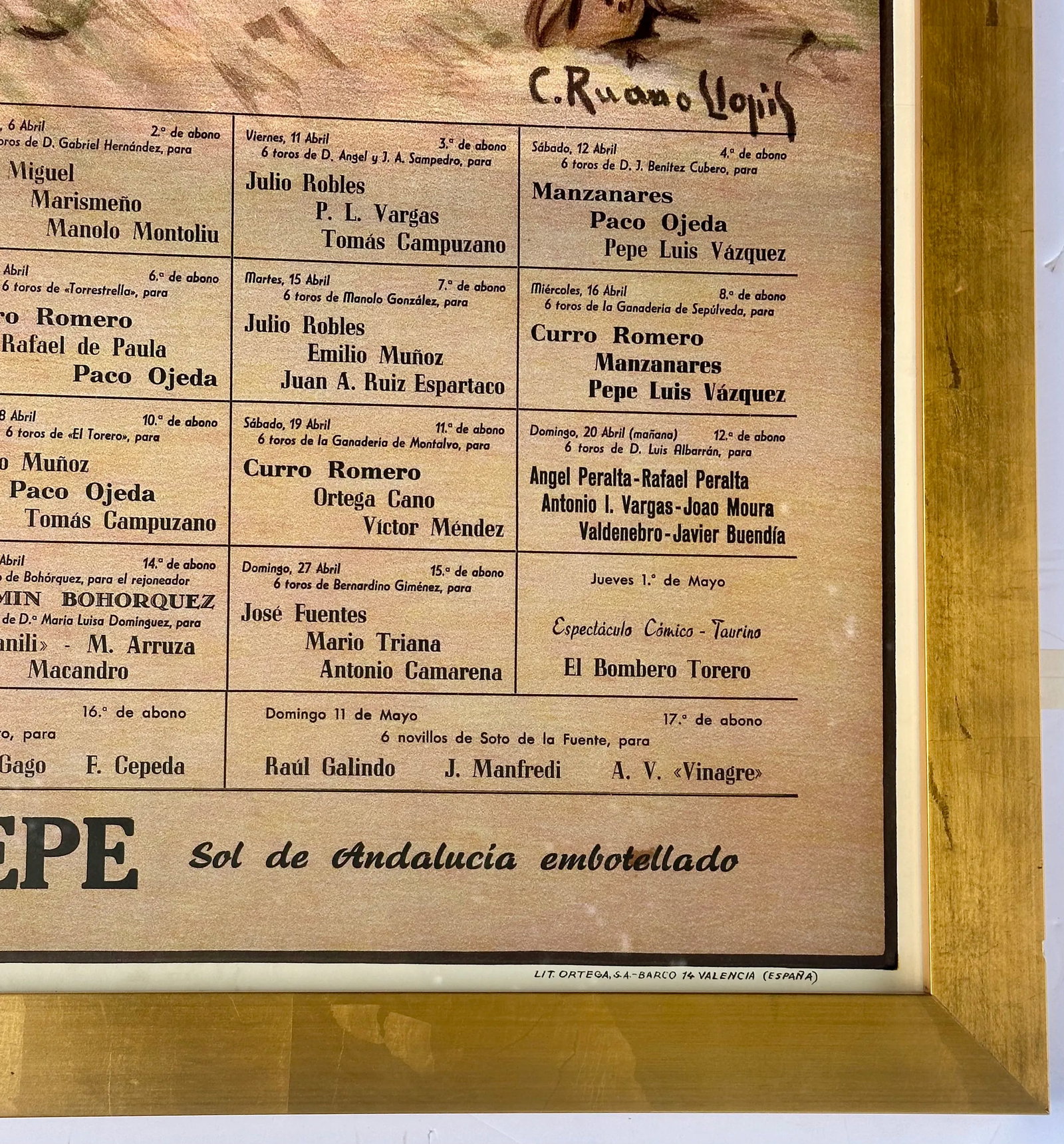 1986 Plaza De Toros De Sevilla Bullfight Poster – Fiestas Primaverales, TÃ­o Pepe - 7