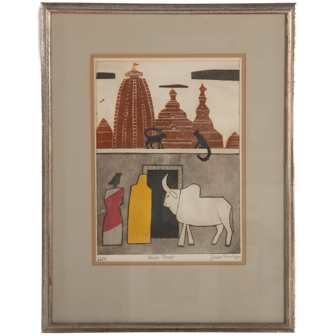 Original Signed Julian Trevelyan "Hindu Temple" Rare Aquatint Etching - 2
