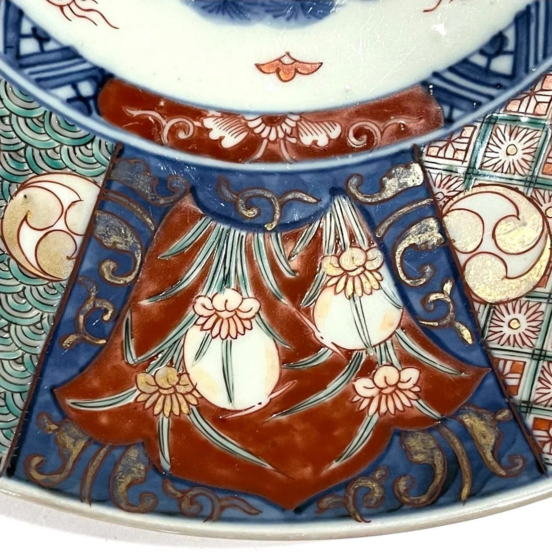 Antique Japanese Imari Style Charger Plate - Hand-Painted Wisteria and Iris Pattern - 5