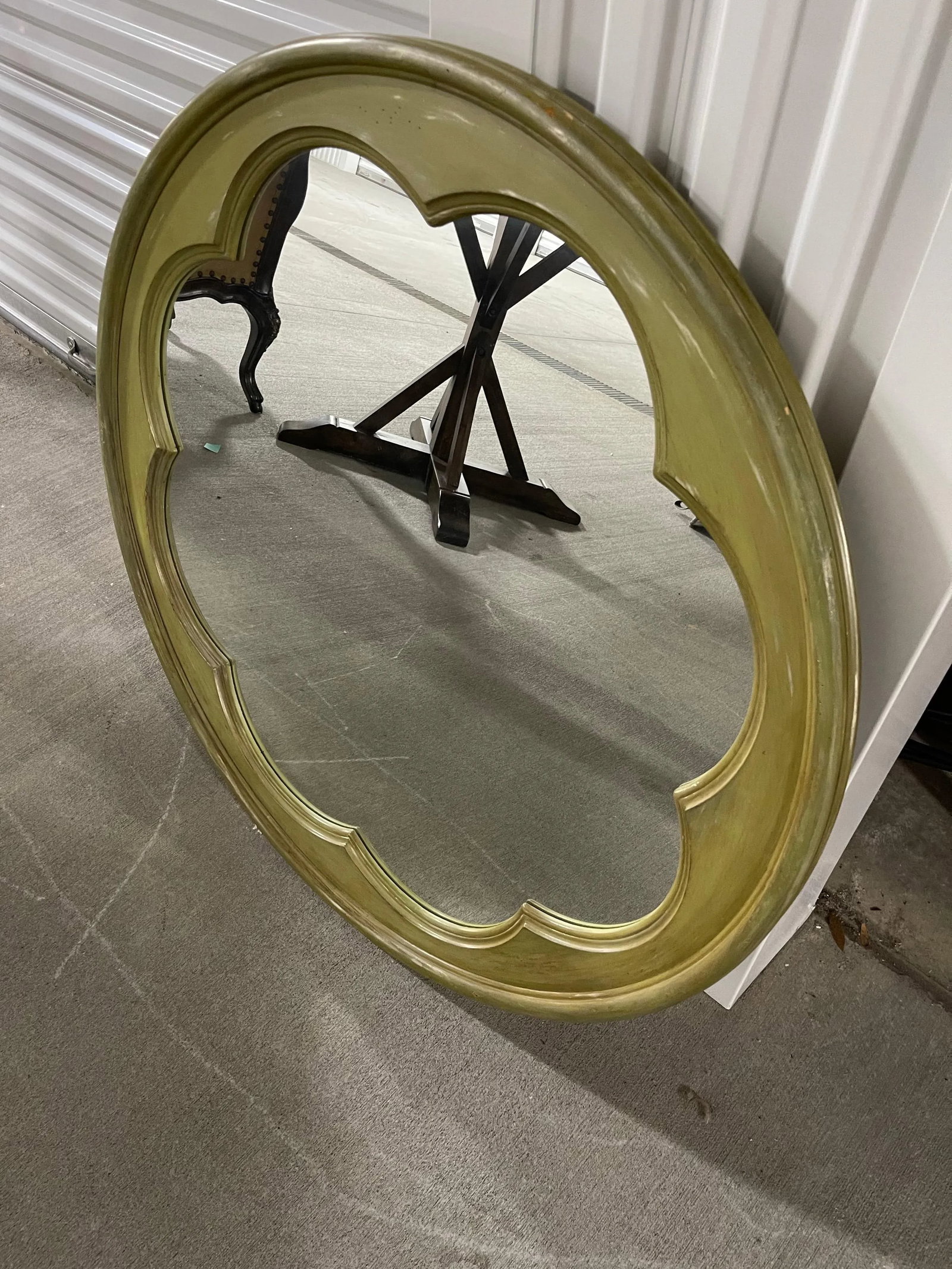 Round Green Washed Mirror, 21st Century - 3