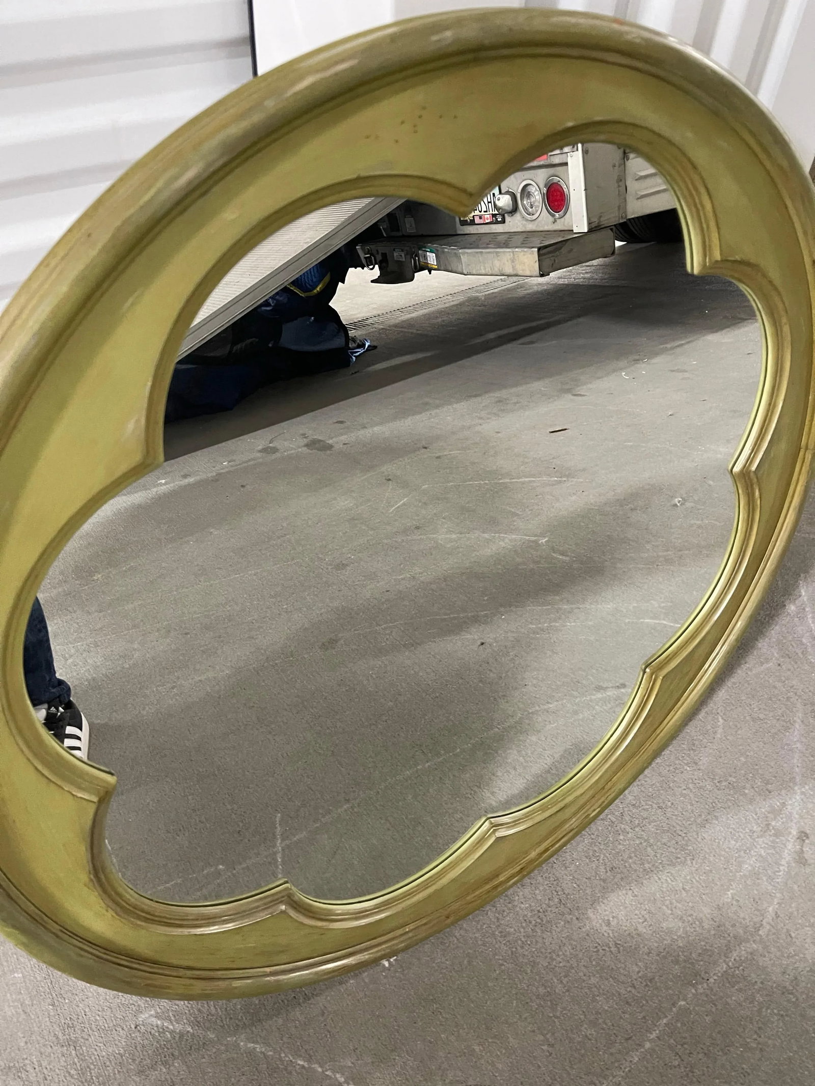 Round Green Washed Mirror, 21st Century - 5