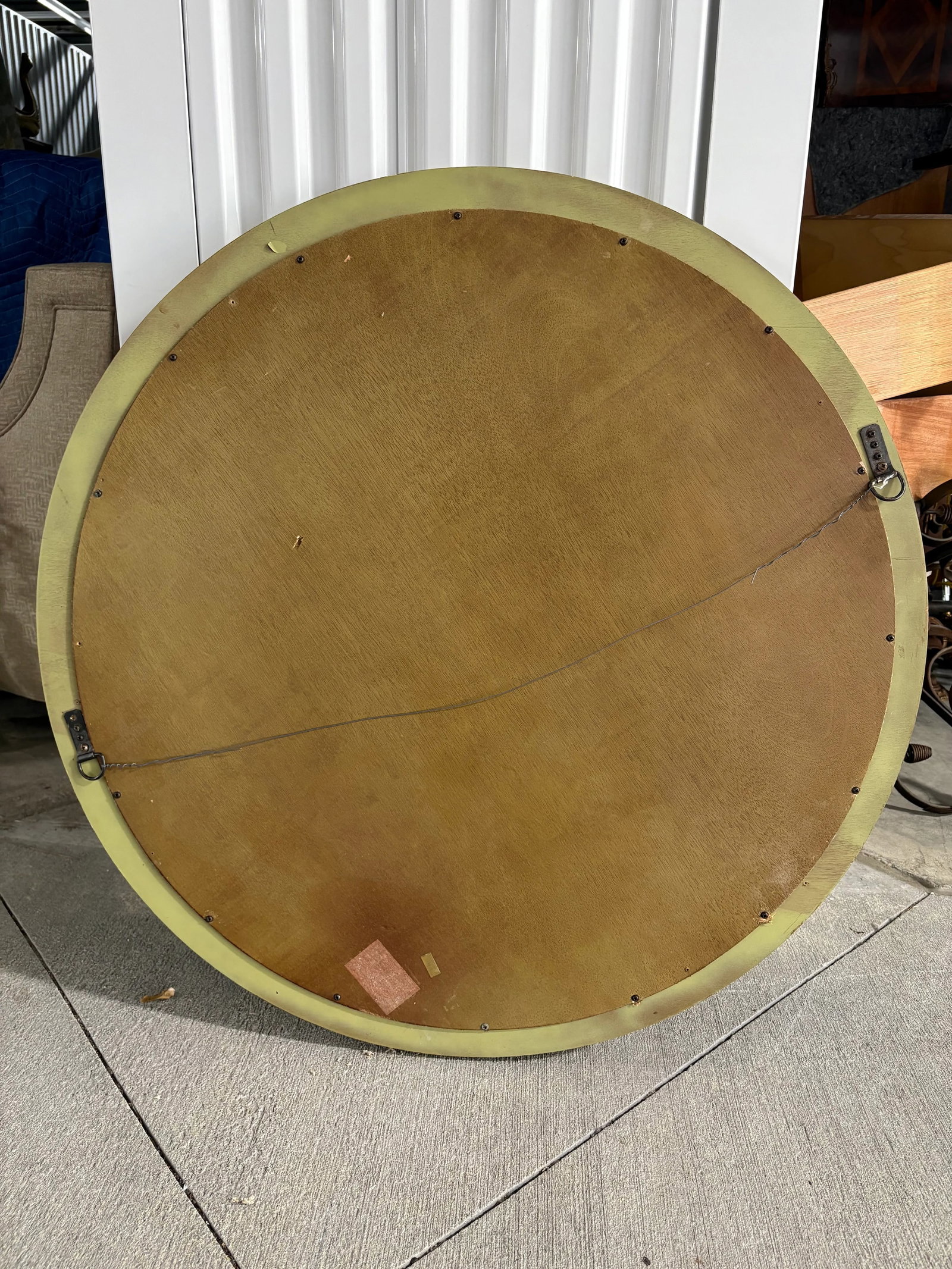 Round Green Washed Mirror, 21st Century - 7