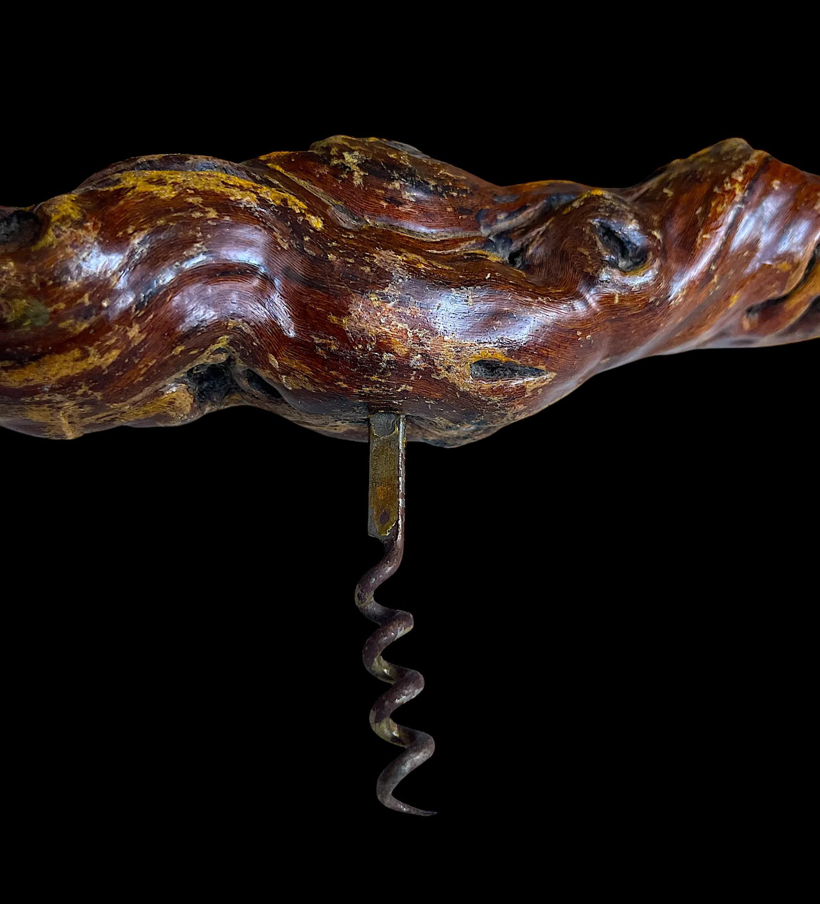 Vintage French Grape Vine Branch Wine Bottle Opener Corkscrew From Hautvillers - 2
