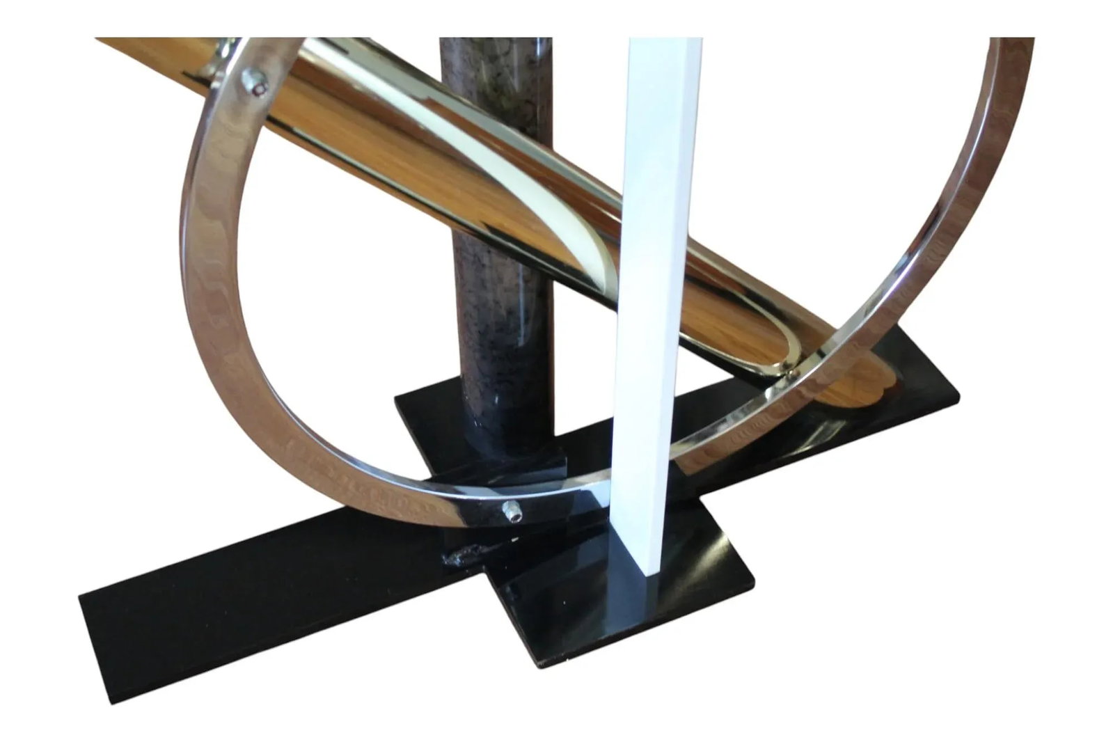 1980s Kaizo Oto for Dia Modernist -Chrome & Brass Console Table With Sculptural Base and Glass Top - 5