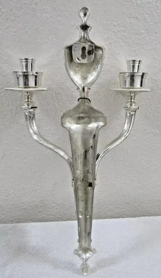 Eichholtz Creel Silver Dual Wall Candle Sconce Lantern - 11