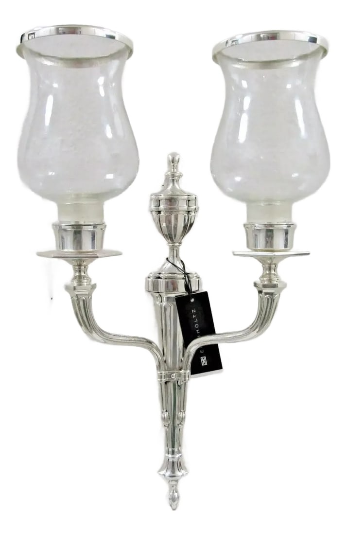 Eichholtz Creel Silver Dual Wall Candle Sconce Lantern (1 of 11)