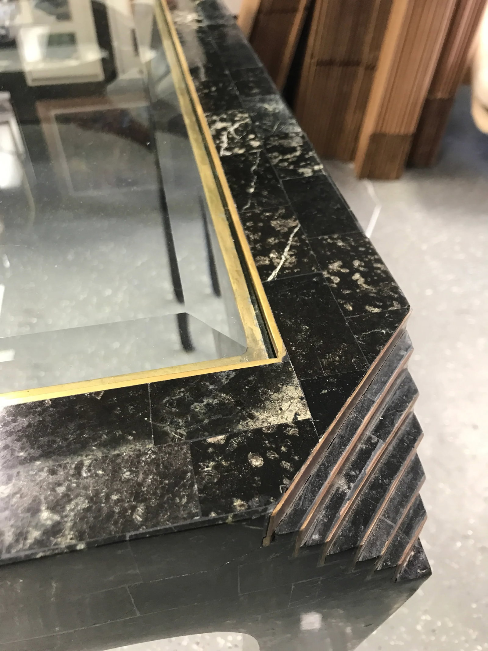 1970s Maitland Smith Tessellated Marble and Glass GameTable - 6