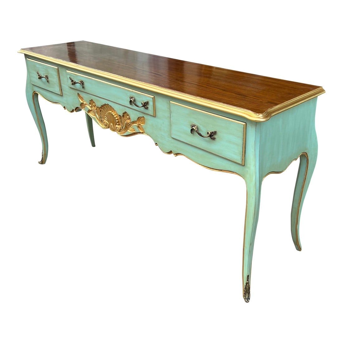 1960s French Countryside Painted Louis XV Pastel Style Console Table (1 of 5)