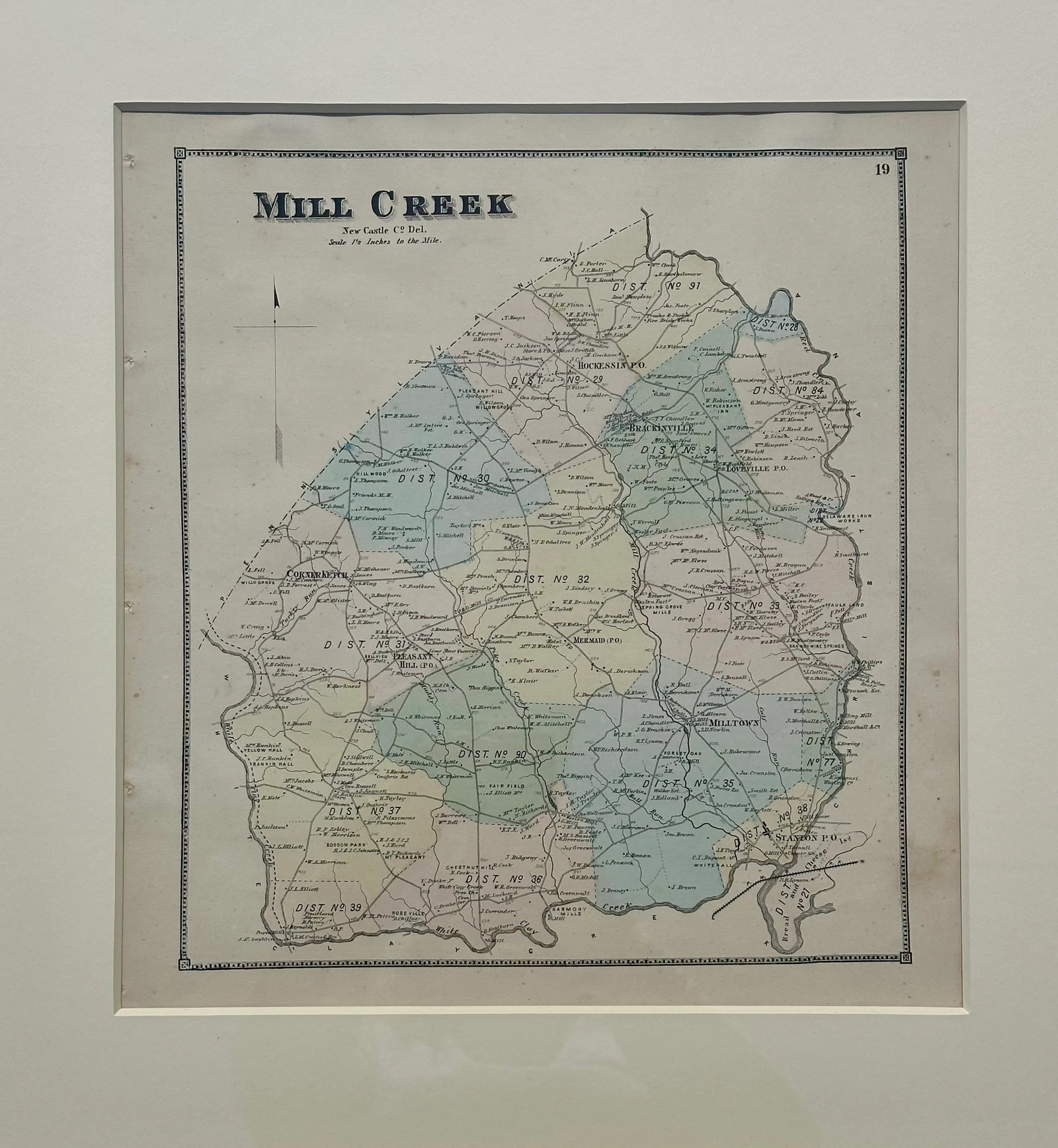 Mill Creek Hundred, Delaware Mid 19th Century Original Framed Engraving - 3