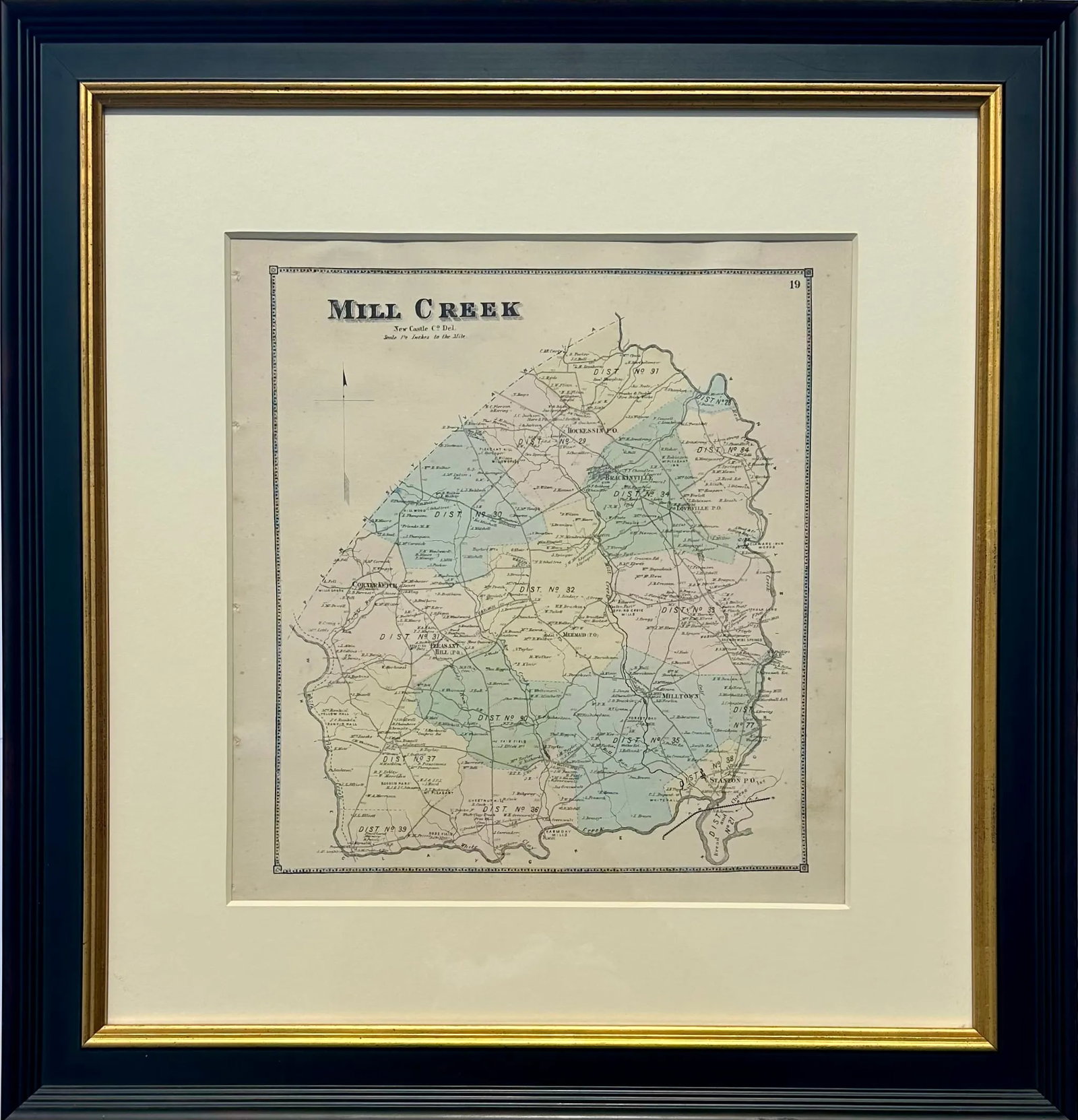 Mill Creek Hundred, Delaware Mid 19th Century Original Framed Engraving - 5