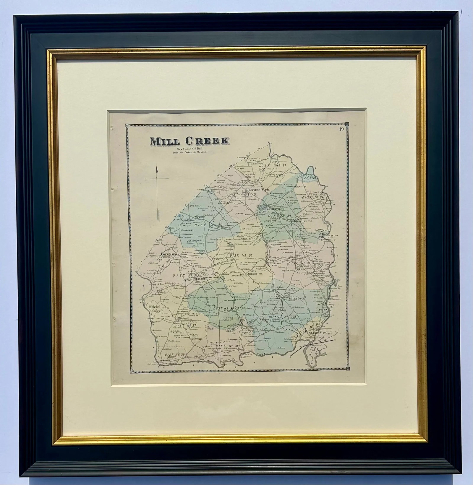 Mill Creek Hundred, Delaware Mid 19th Century Original Framed Engraving - 6