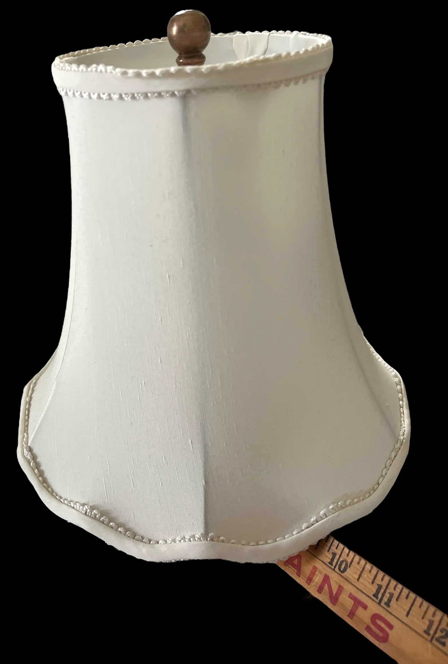 Vintage Yellow Porcelain Lamps Hand-Painted Cherry Blossom Design With Scalloped Ivory Shades a Pair - 8