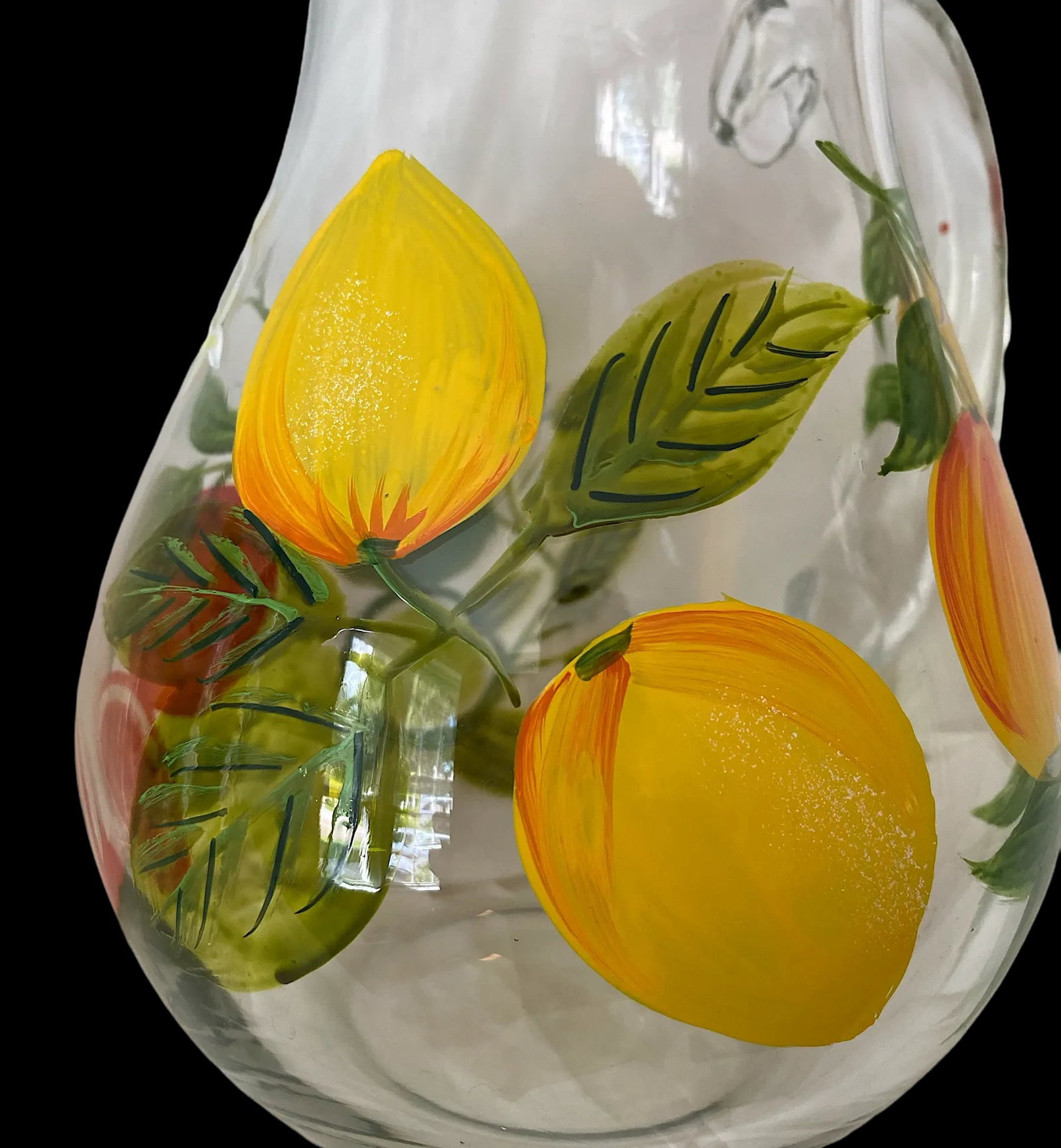 2000s Hand Painted Citrus Themed Tumbler and Pitcher Set With Lemons and Limes Set- 6 Pieces - 9