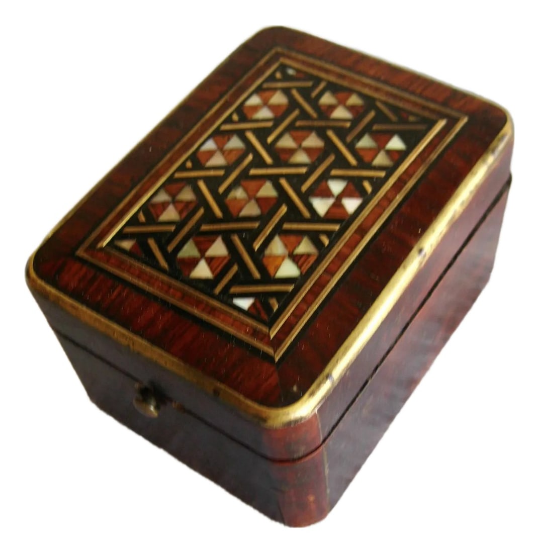 Mid 19th Century French Louis Philippe Inlay Watch Holder Box: Rare those little boxes are very collected for their beauty and fonction , at first you don t know it s a watch holder only when you open the box a little spring push the compartment that would