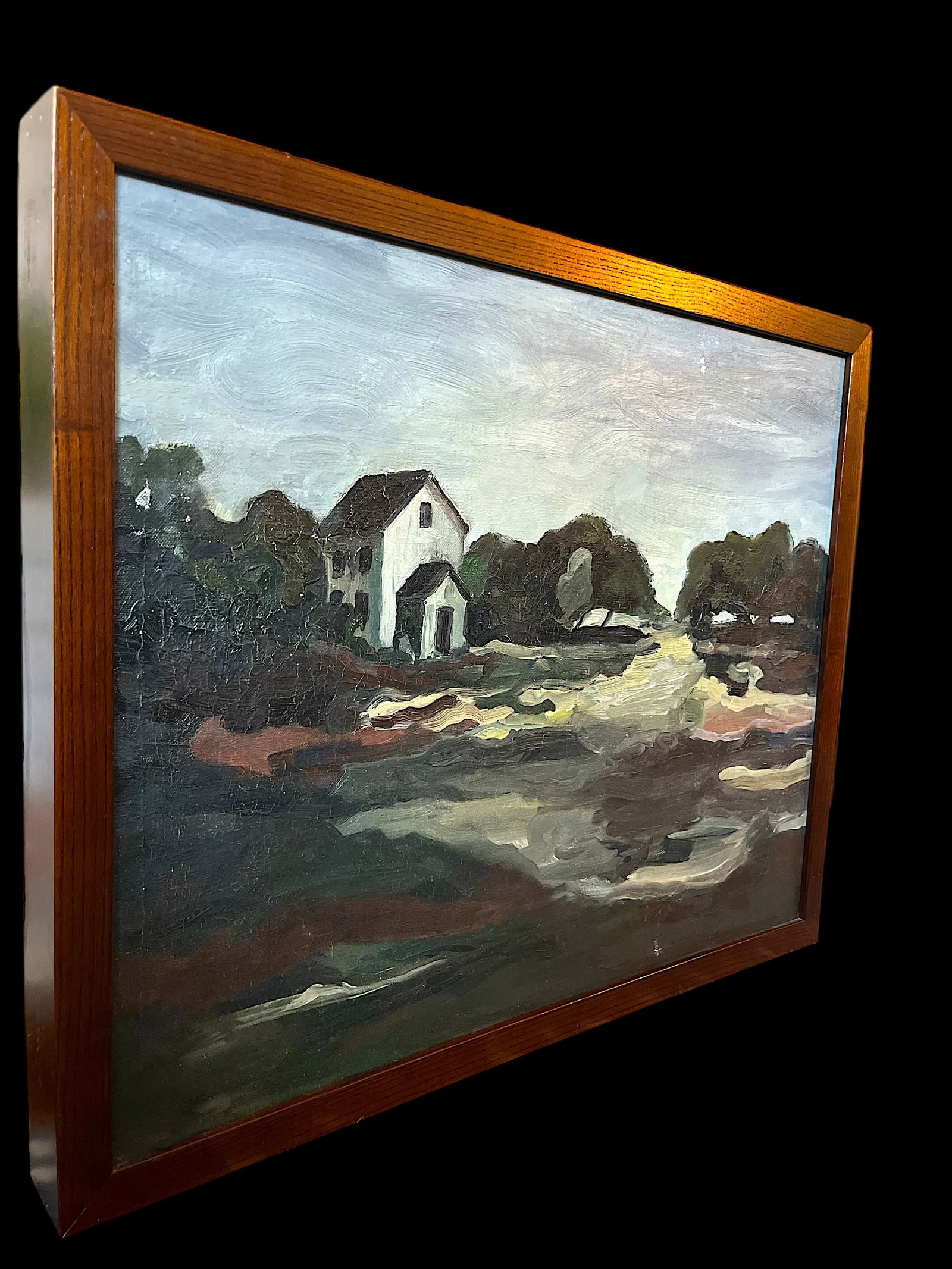 Mid 20th Century Vintage Mid-Century Expressionist Landscape Painting Signed G. Bronson, Framed - 2