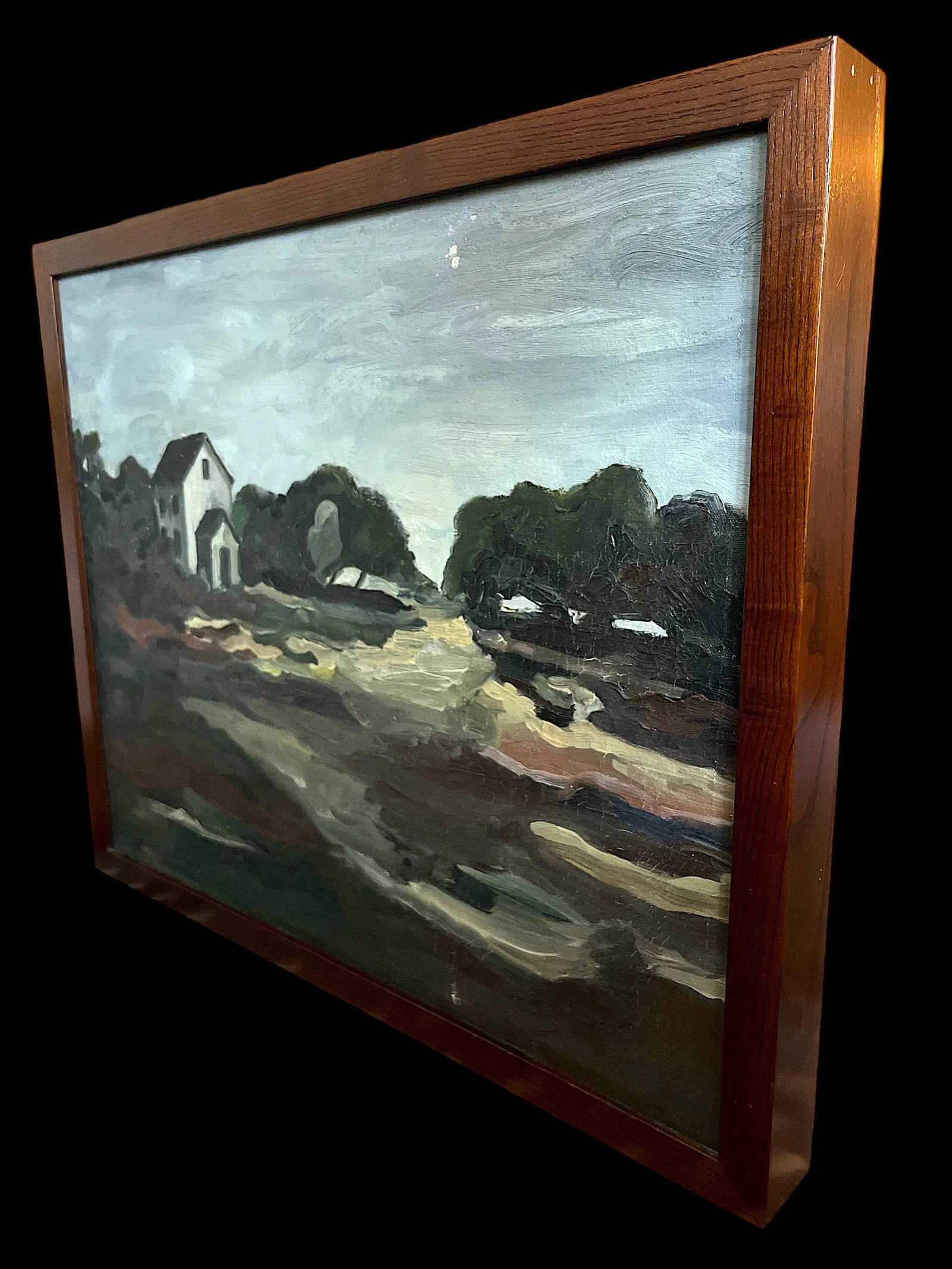 Mid 20th Century Vintage Mid-Century Expressionist Landscape Painting Signed G. Bronson, Framed - 3