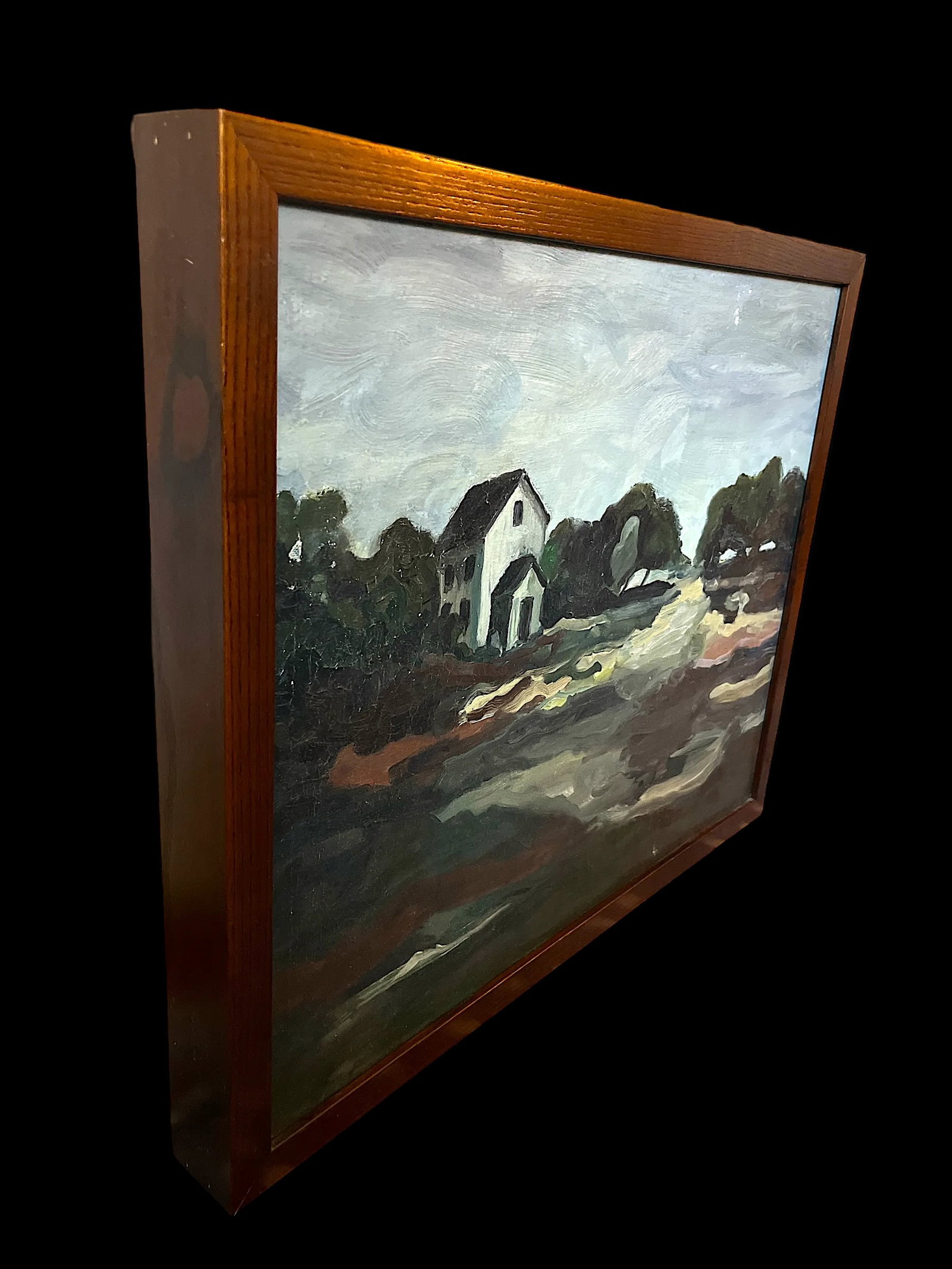 Mid 20th Century Vintage Mid-Century Expressionist Landscape Painting Signed G. Bronson, Framed - 4