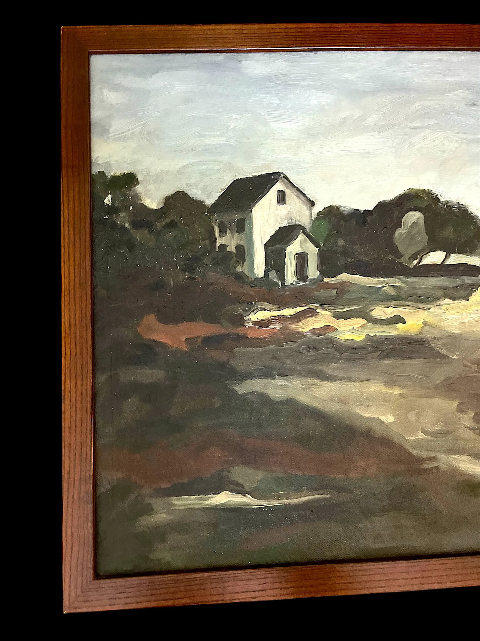 Mid 20th Century Vintage Mid-Century Expressionist Landscape Painting Signed G. Bronson, Framed - 7