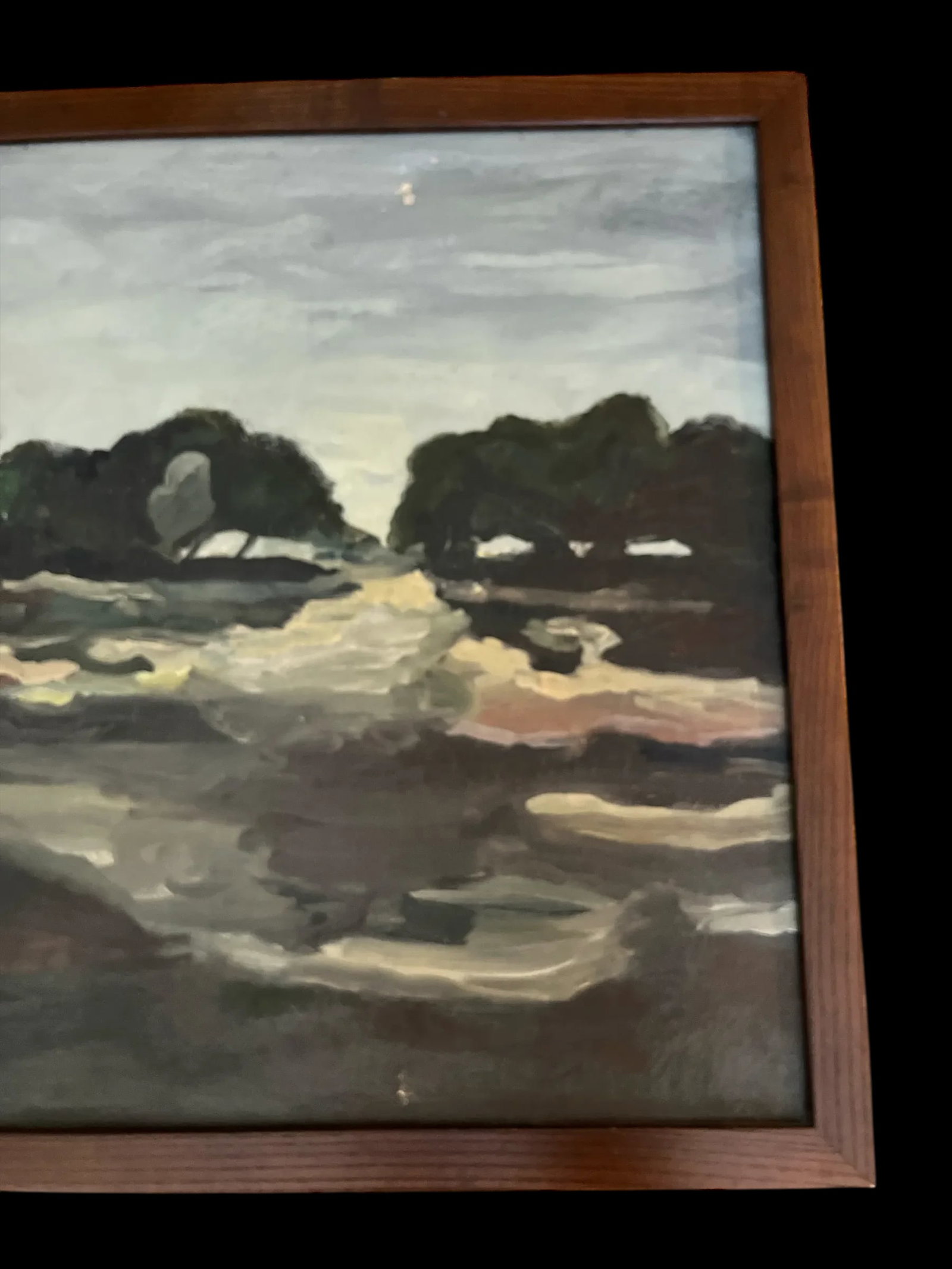 Mid 20th Century Vintage Mid-Century Expressionist Landscape Painting Signed G. Bronson, Framed - 8