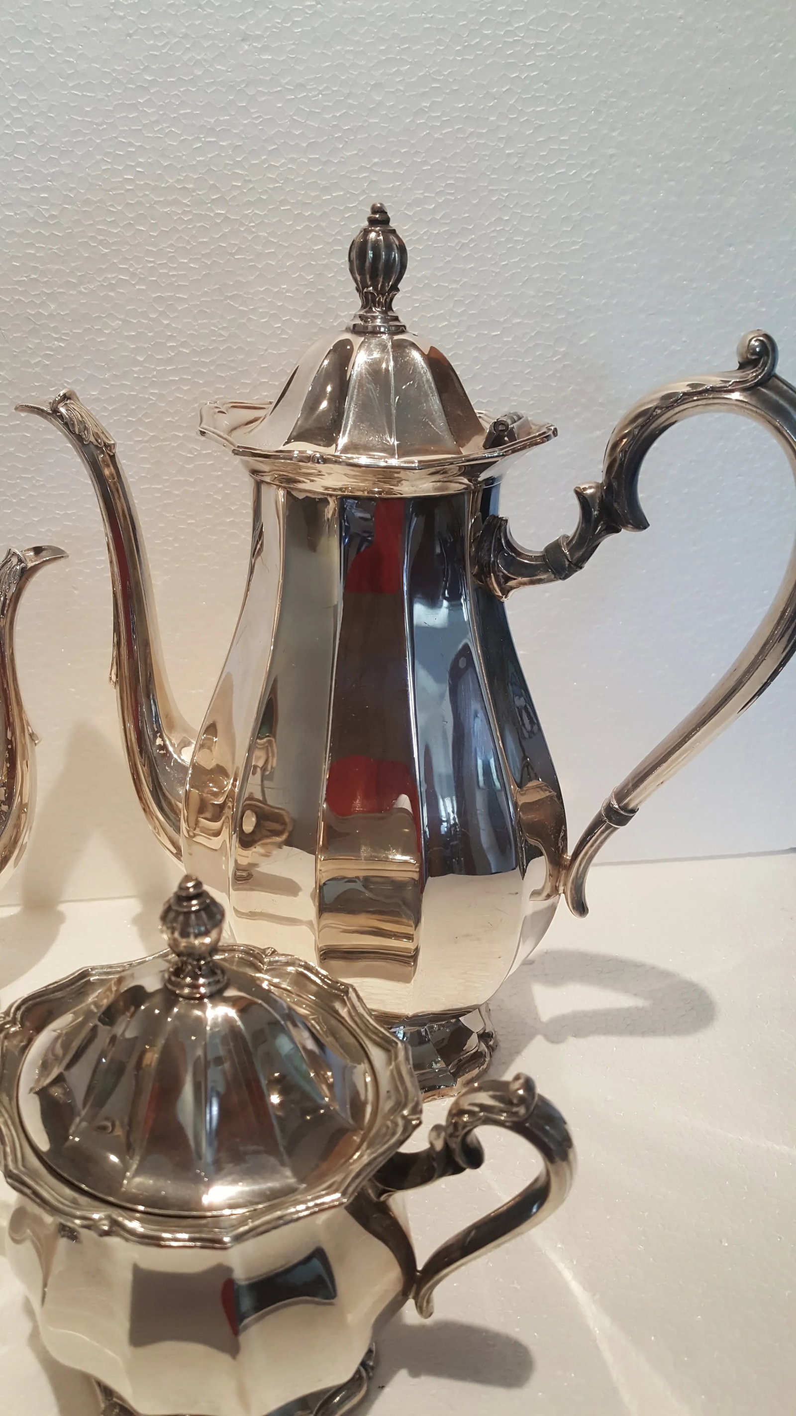 1940s Webster Wilcox English Flutes Silver Plate Coffee and Tea Set - 4 Piece Set - 4