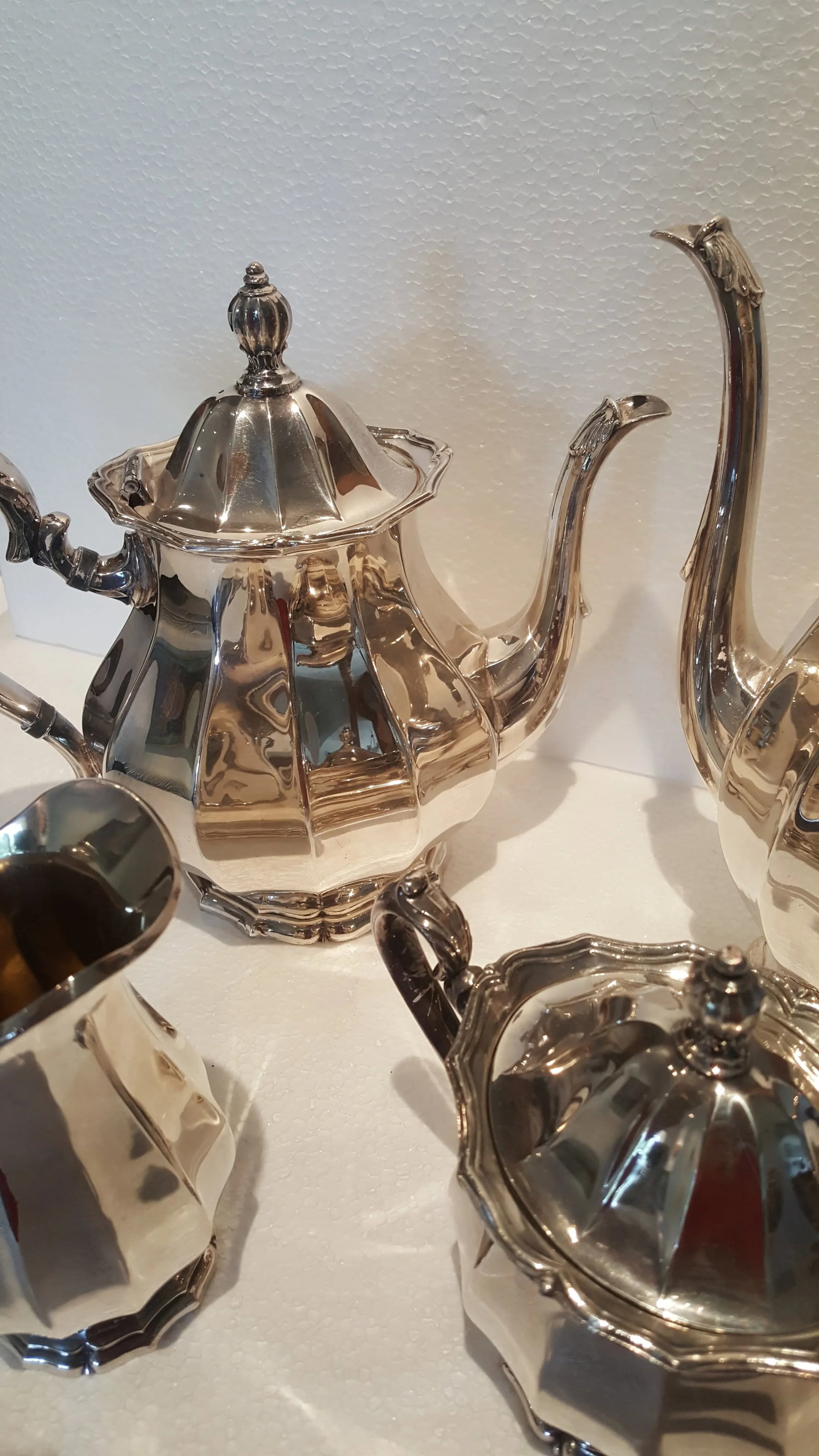 1940s Webster Wilcox English Flutes Silver Plate Coffee and Tea Set - 4 Piece Set - 6