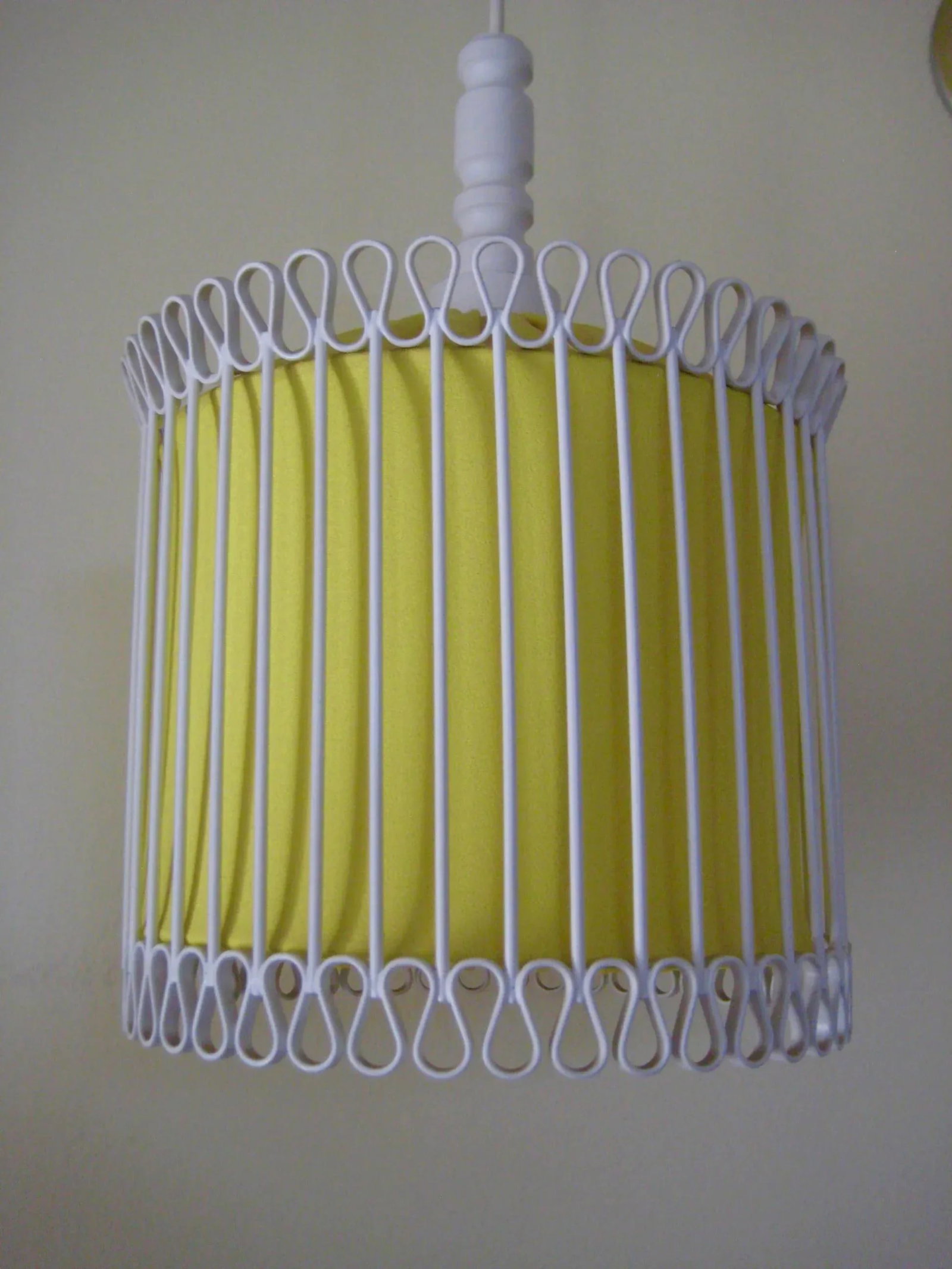 Mid-Century Modern White and Yellow Iron Chandelier - 11