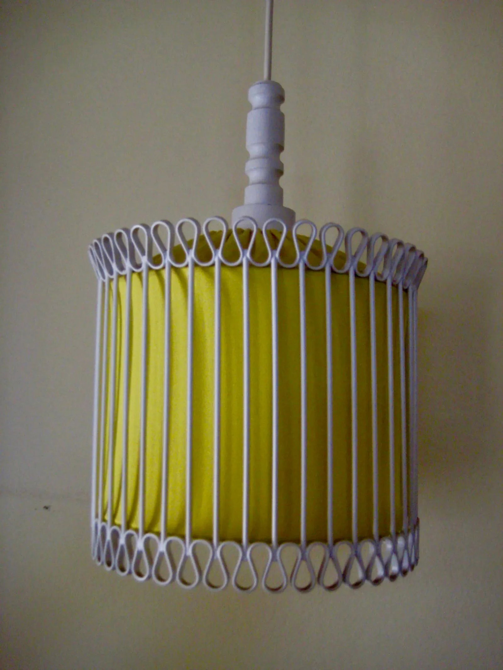 Mid-Century Modern White and Yellow Iron Chandelier - 4