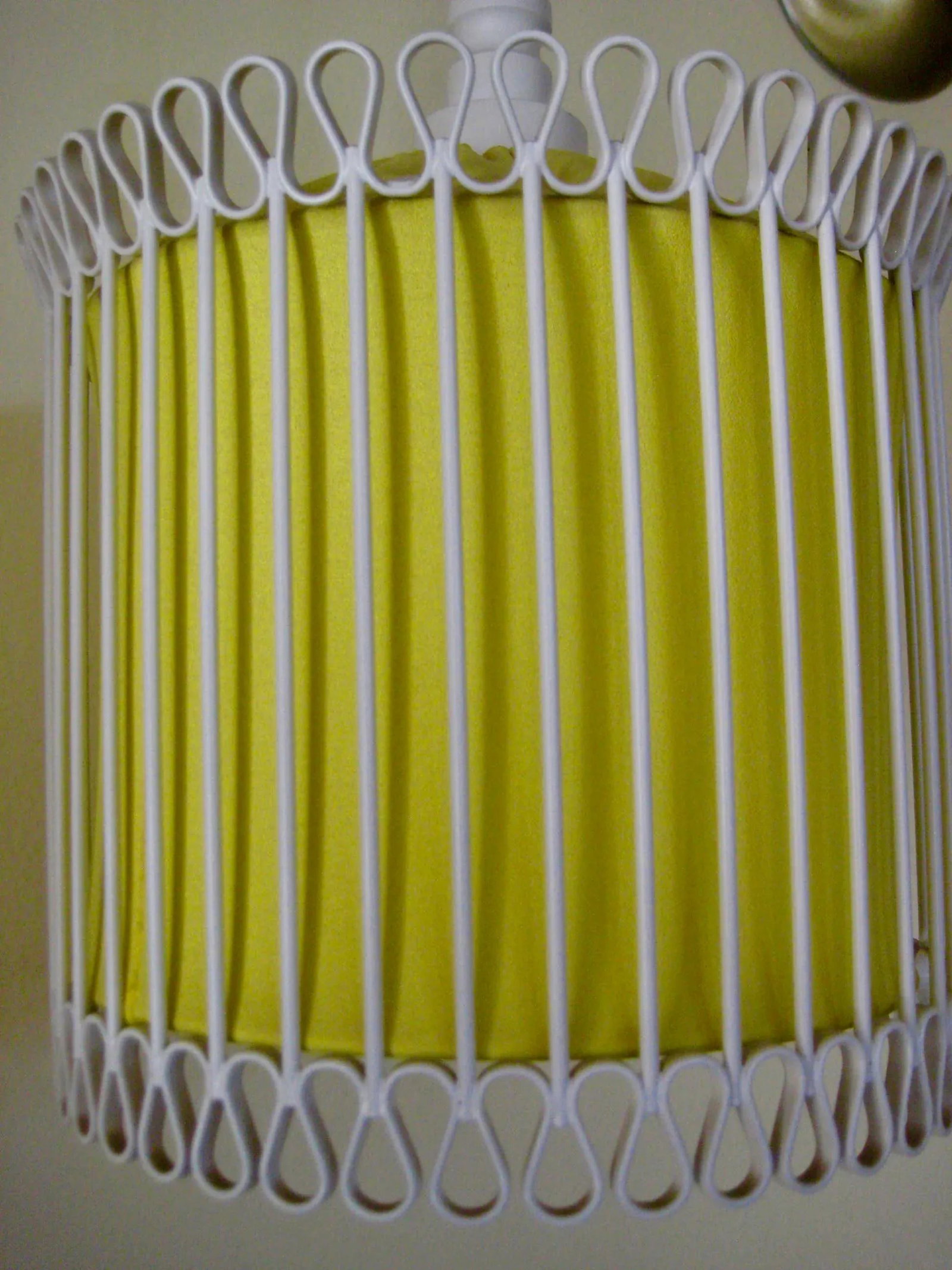 Mid-Century Modern White and Yellow Iron Chandelier - 6