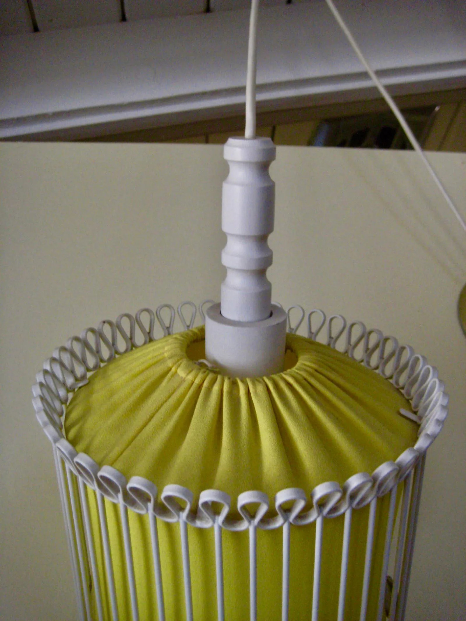 Mid-Century Modern White and Yellow Iron Chandelier - 7