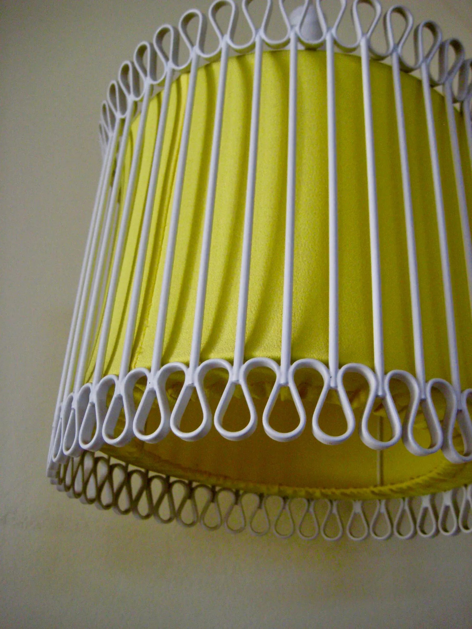Mid-Century Modern White and Yellow Iron Chandelier - 8
