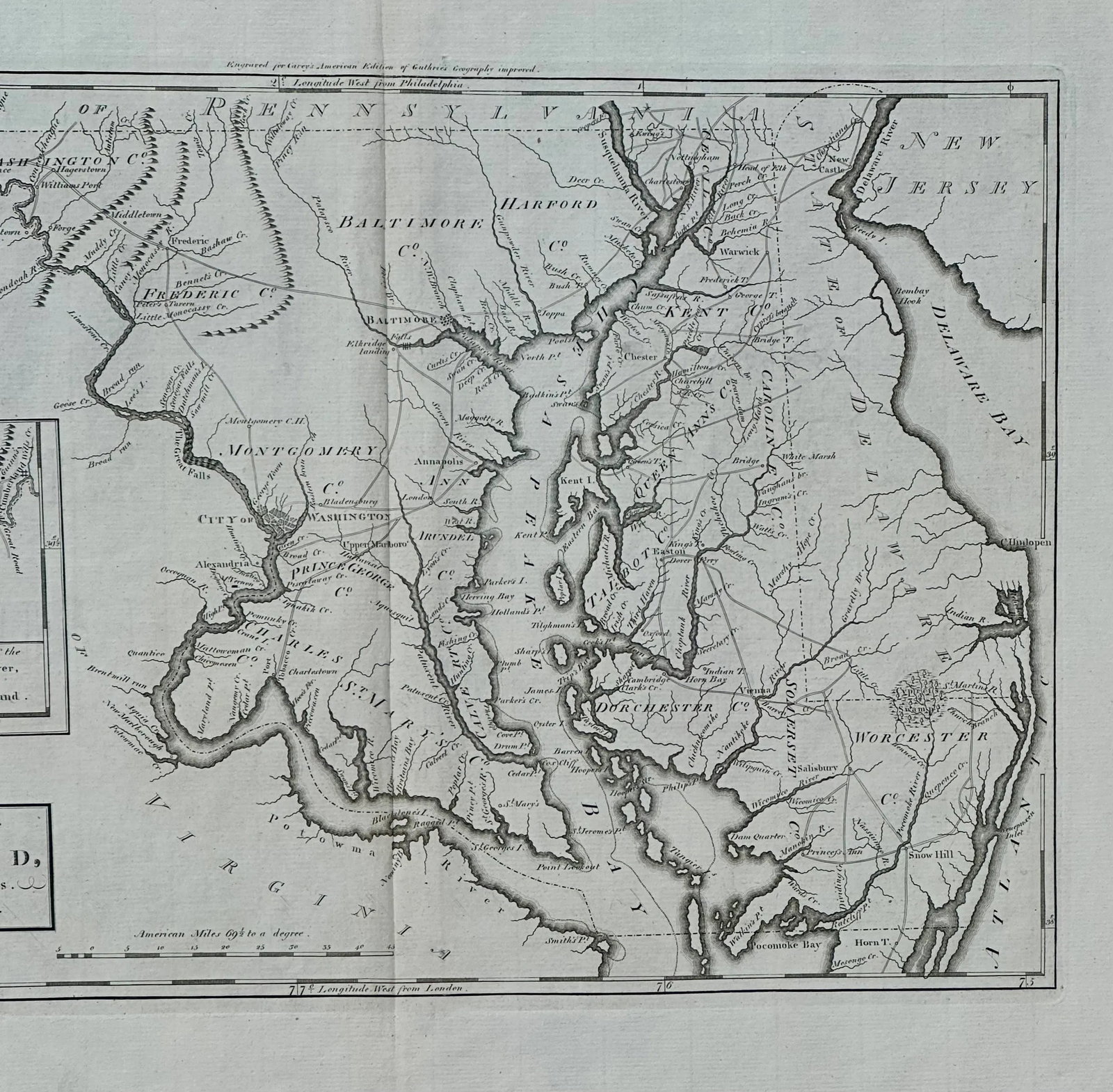 Maryland, 1st Edition by Matthew Carey, 1795 (Framed) - 4